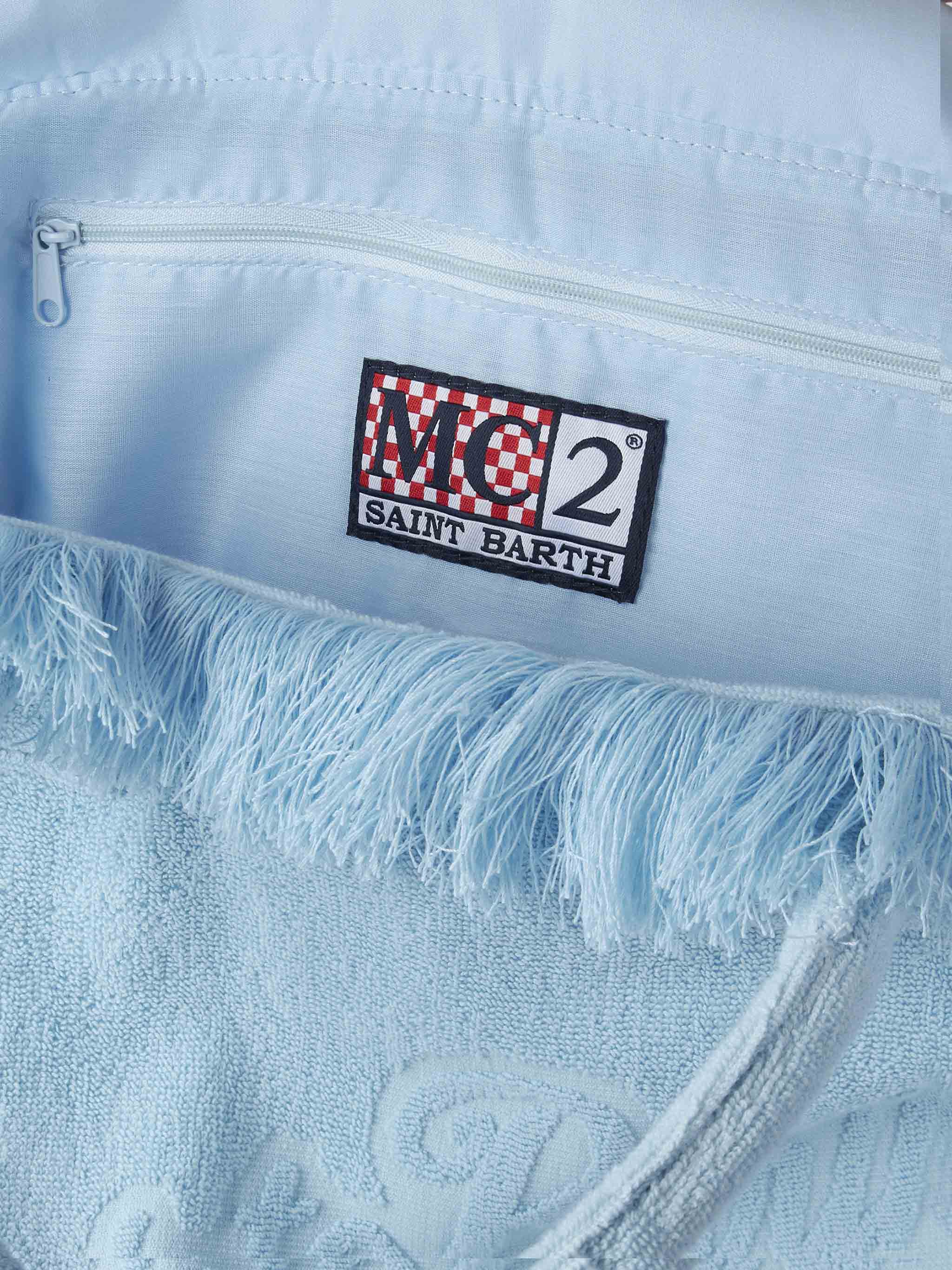Vanity Terry light blue tote bag with embossed logo - Image 4