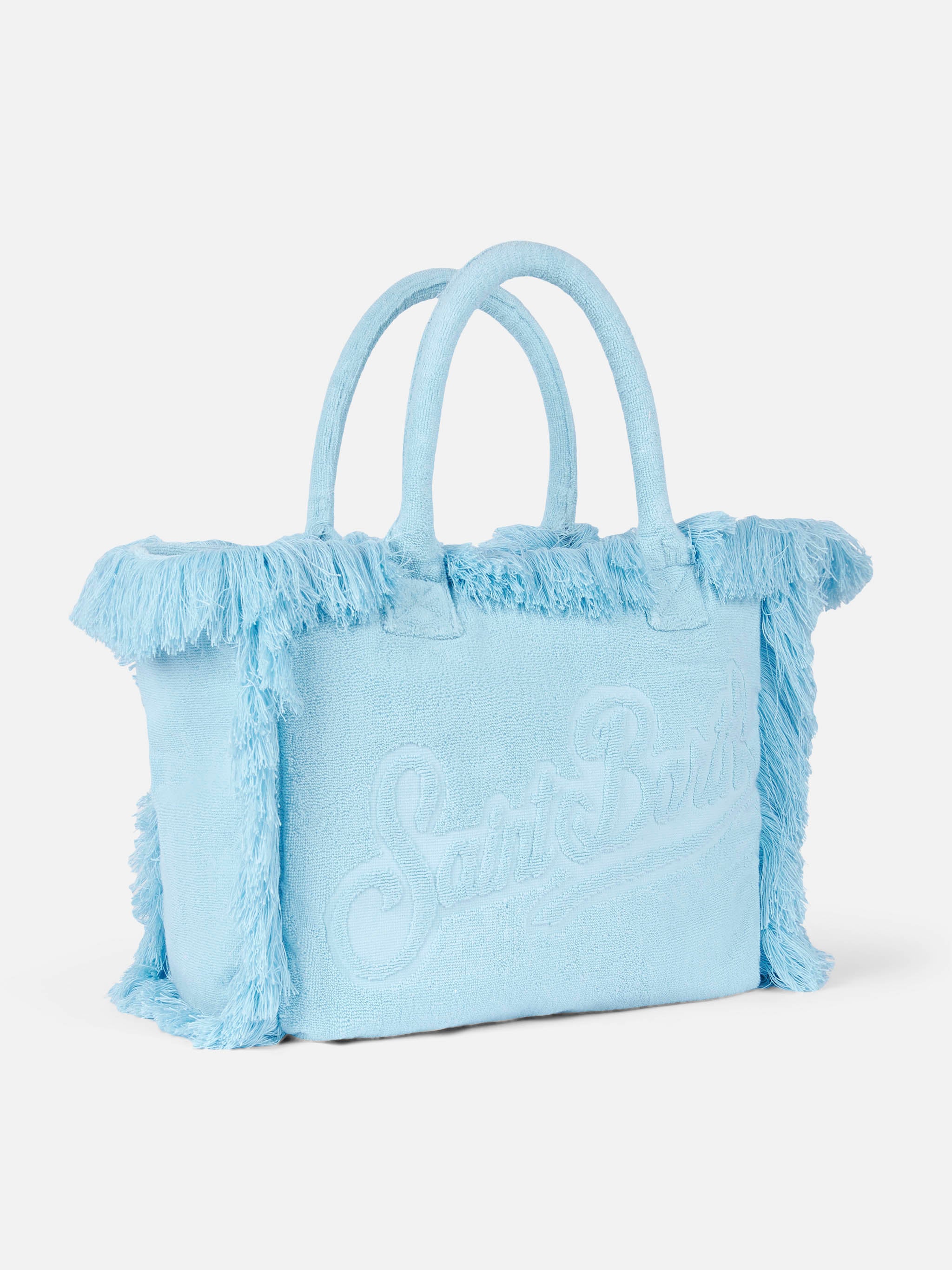 Vanity Terry light blue tote bag with embossed logo - Image 5