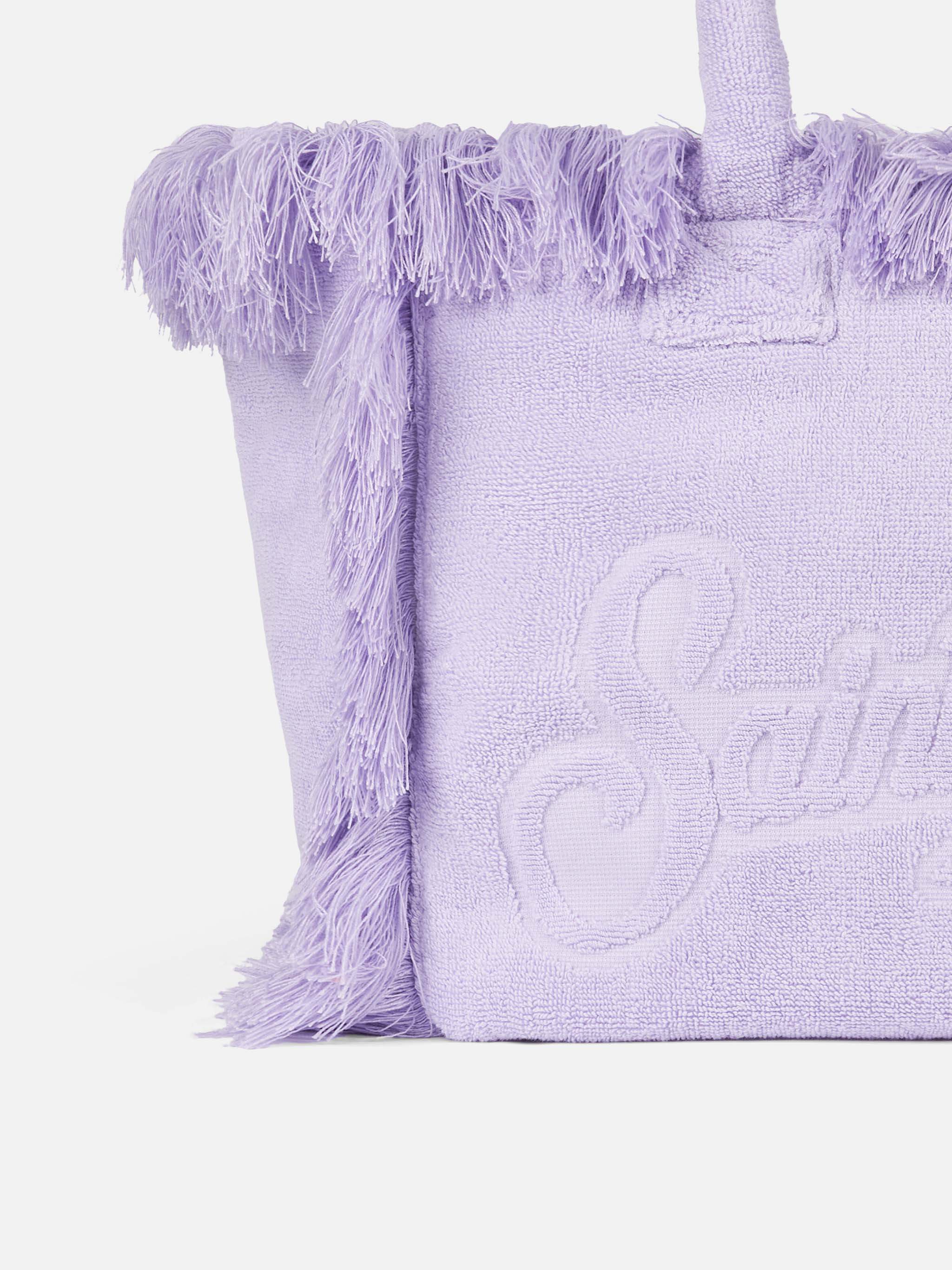 Vanity Terry lilac tote bag with embossed logo - Image 2