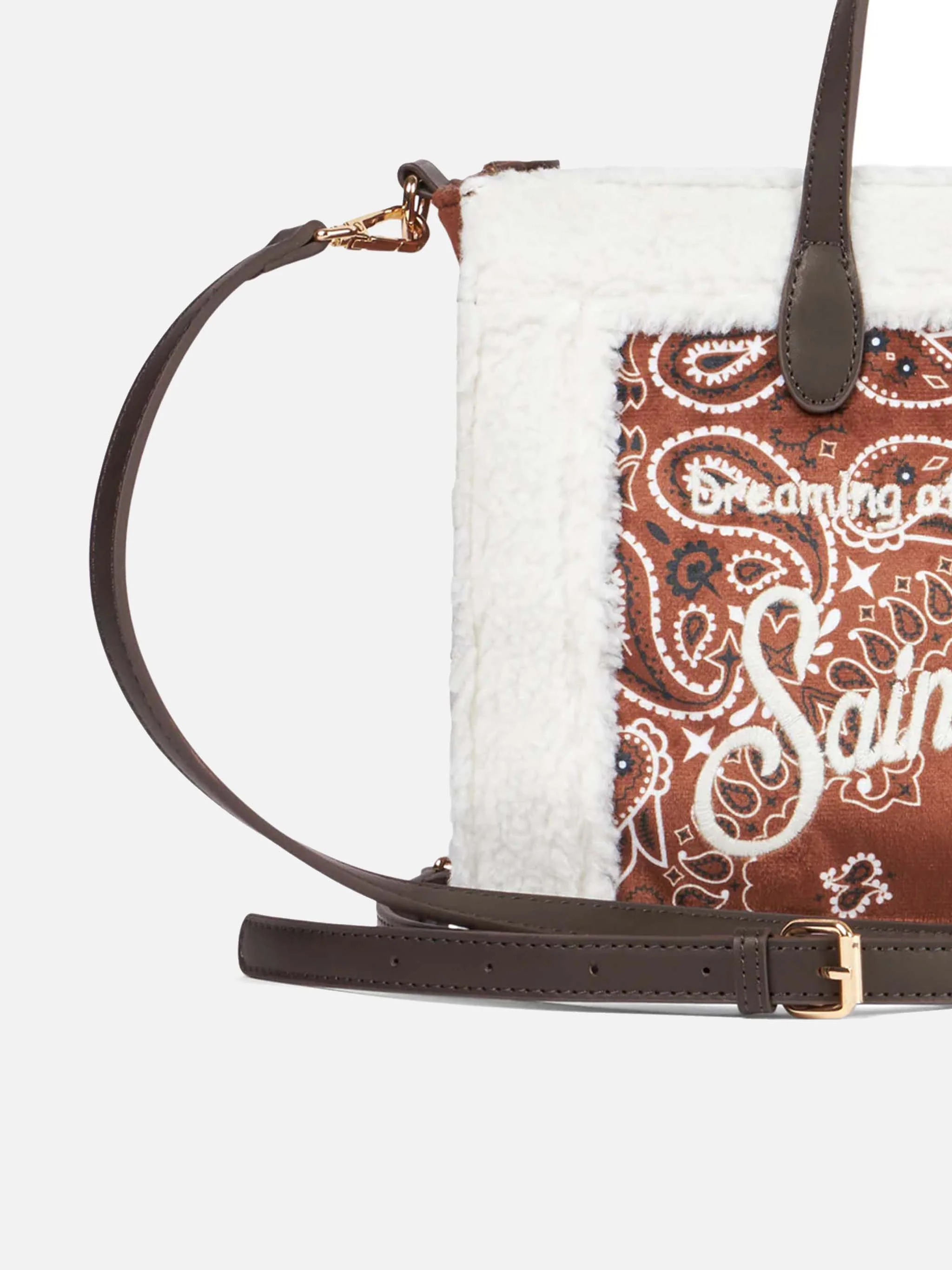 Vivian handbag with bandanna print and sherpa details - Image 2