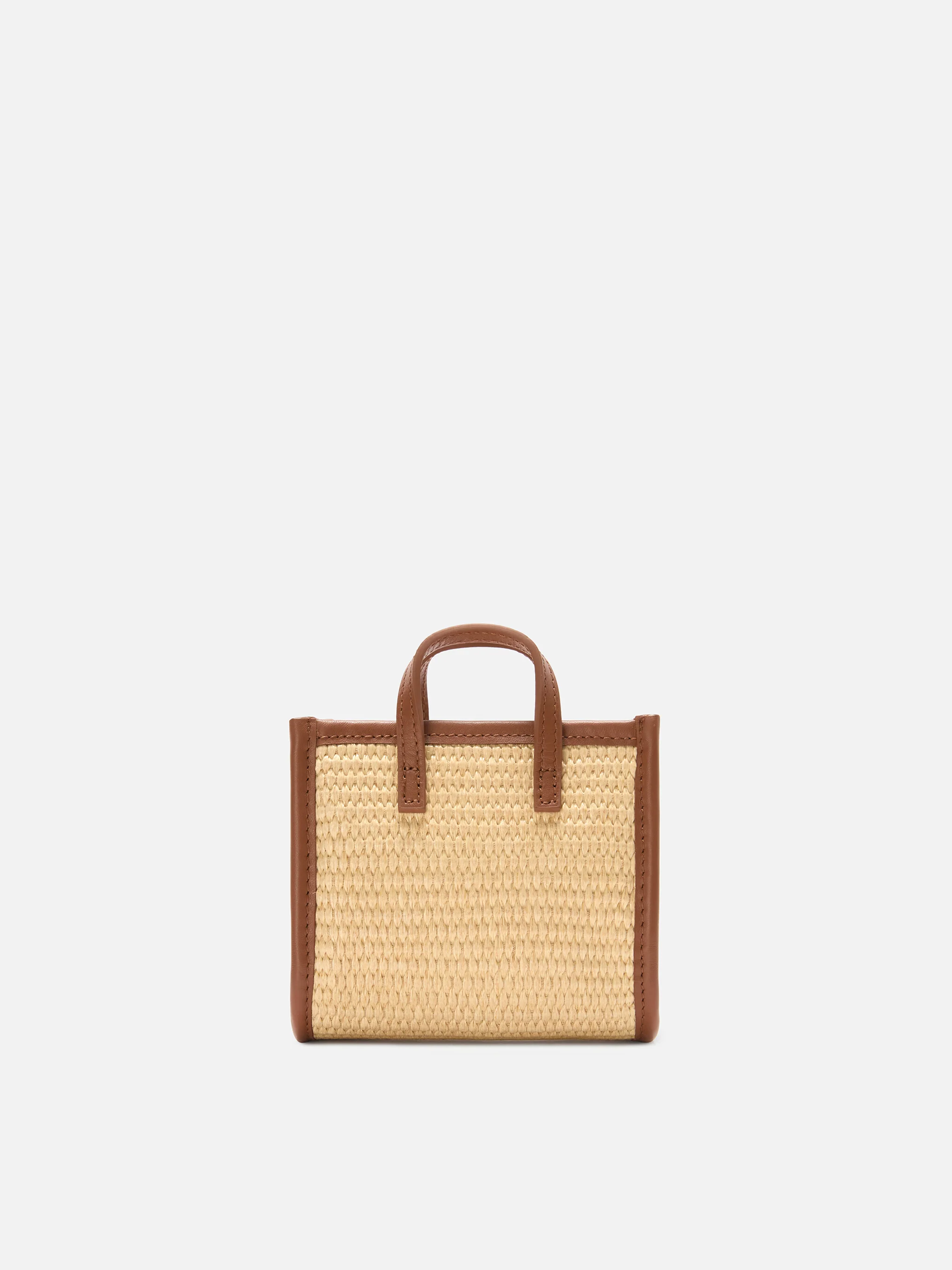 Vivian micro straw effect bag with brown embroidered logo - Image 4