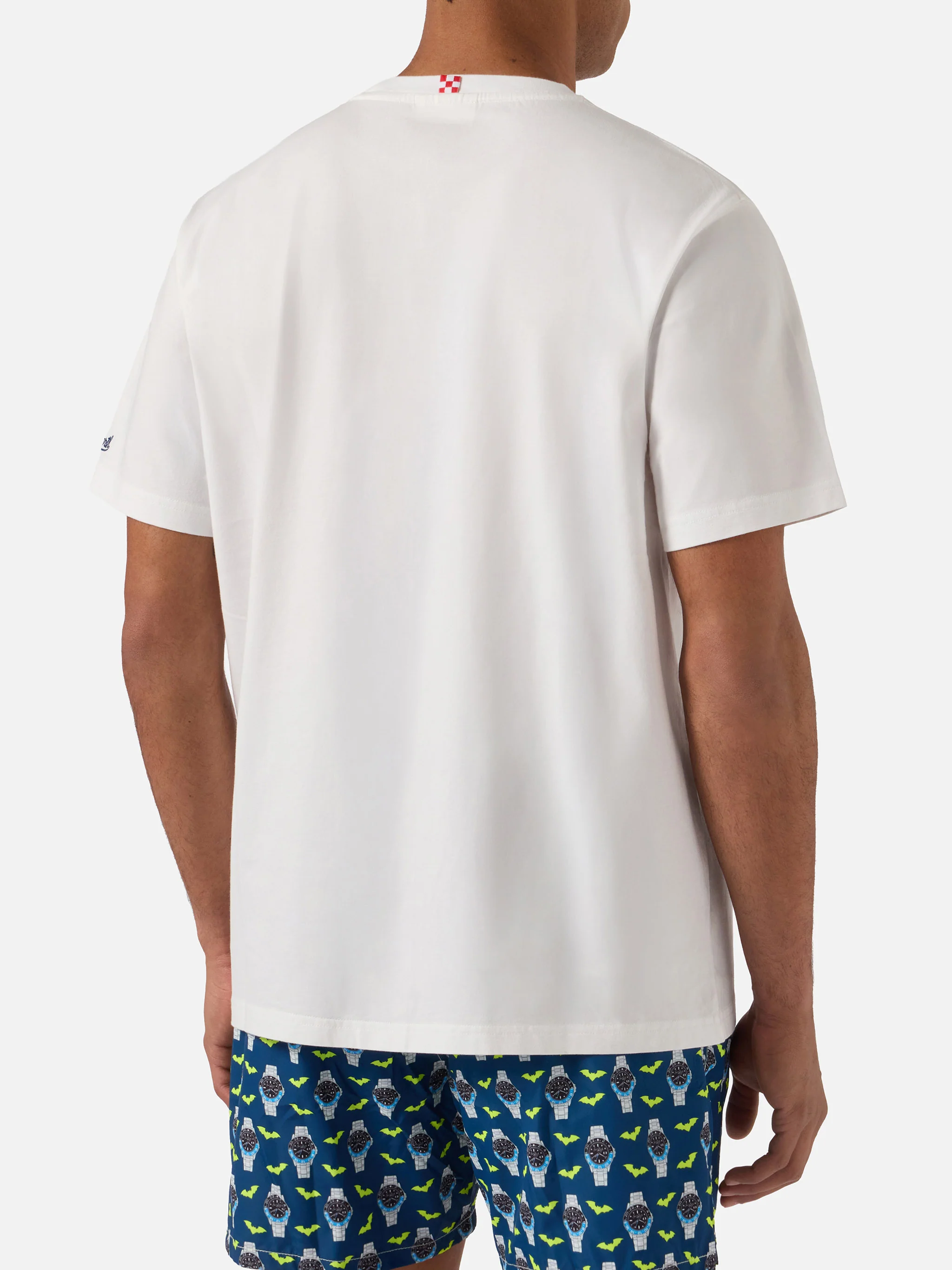 White Austin t-shirt with watch and Bartman embroidery - Image 4