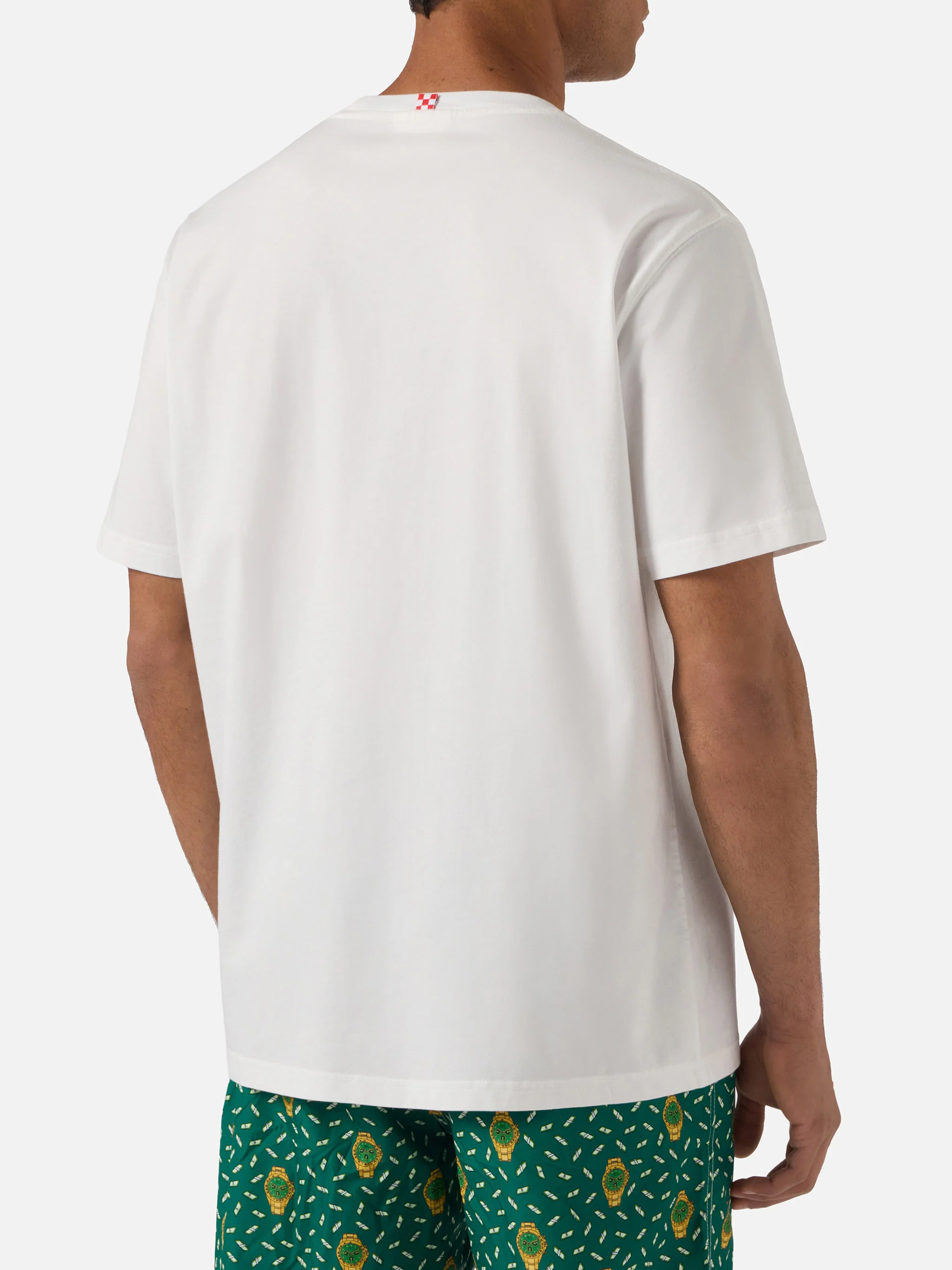 White Austin t-shirt with watch and Golden Power embroidery - Image 4