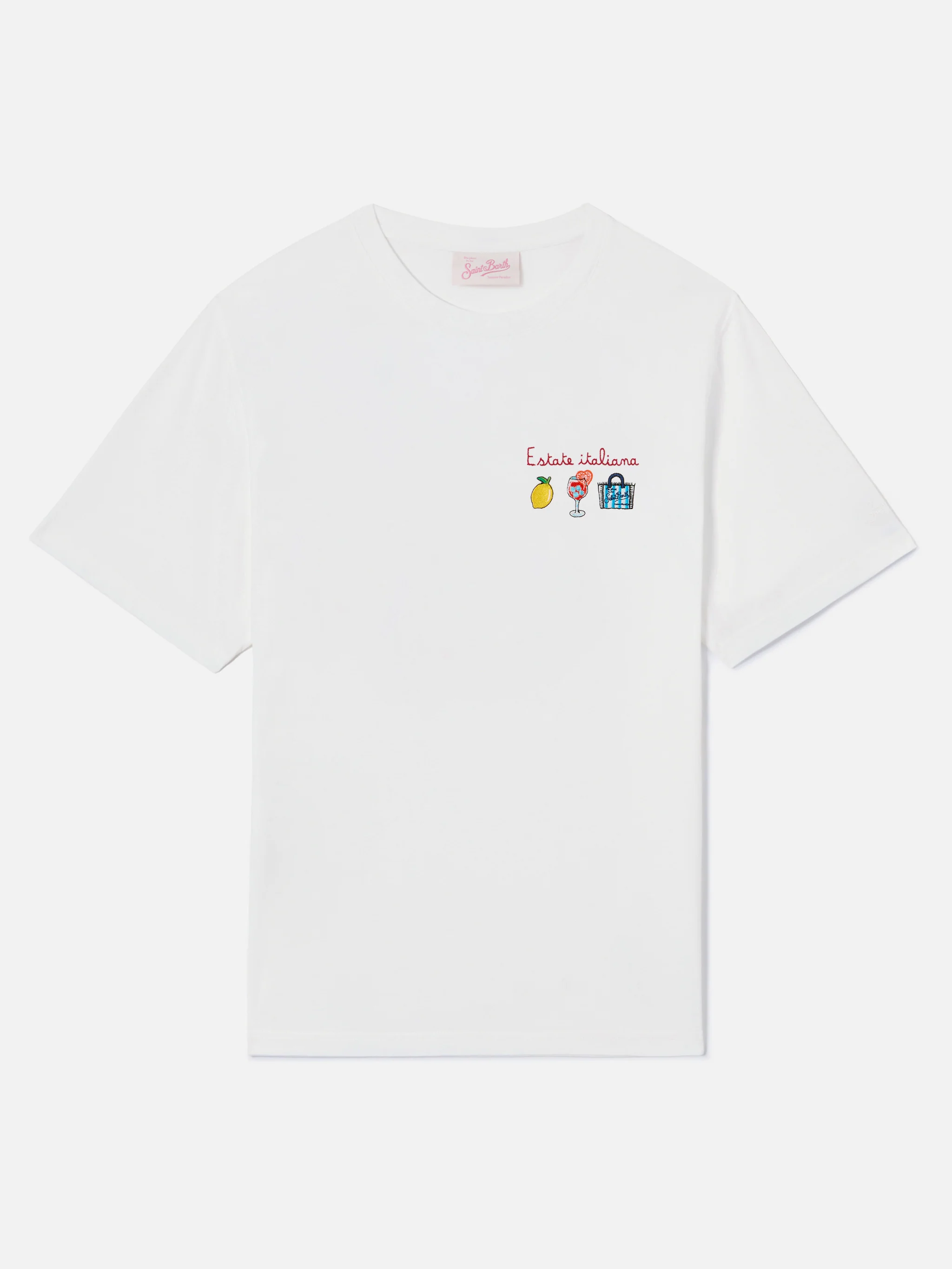 White Emilie T-shirt with Estate Italiana embroidery - Image 4