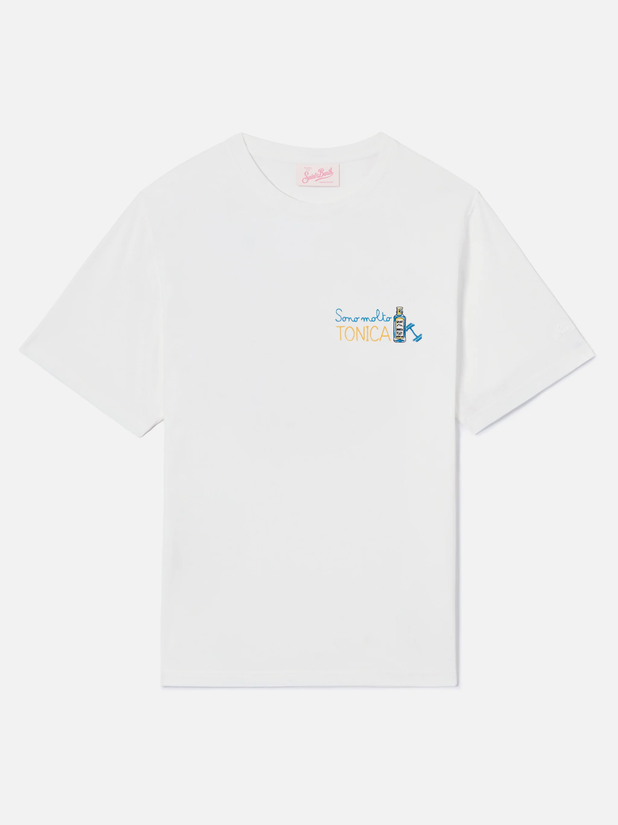 White Emilie T-shirt with Sono molto Tonica embroidery - Image 4