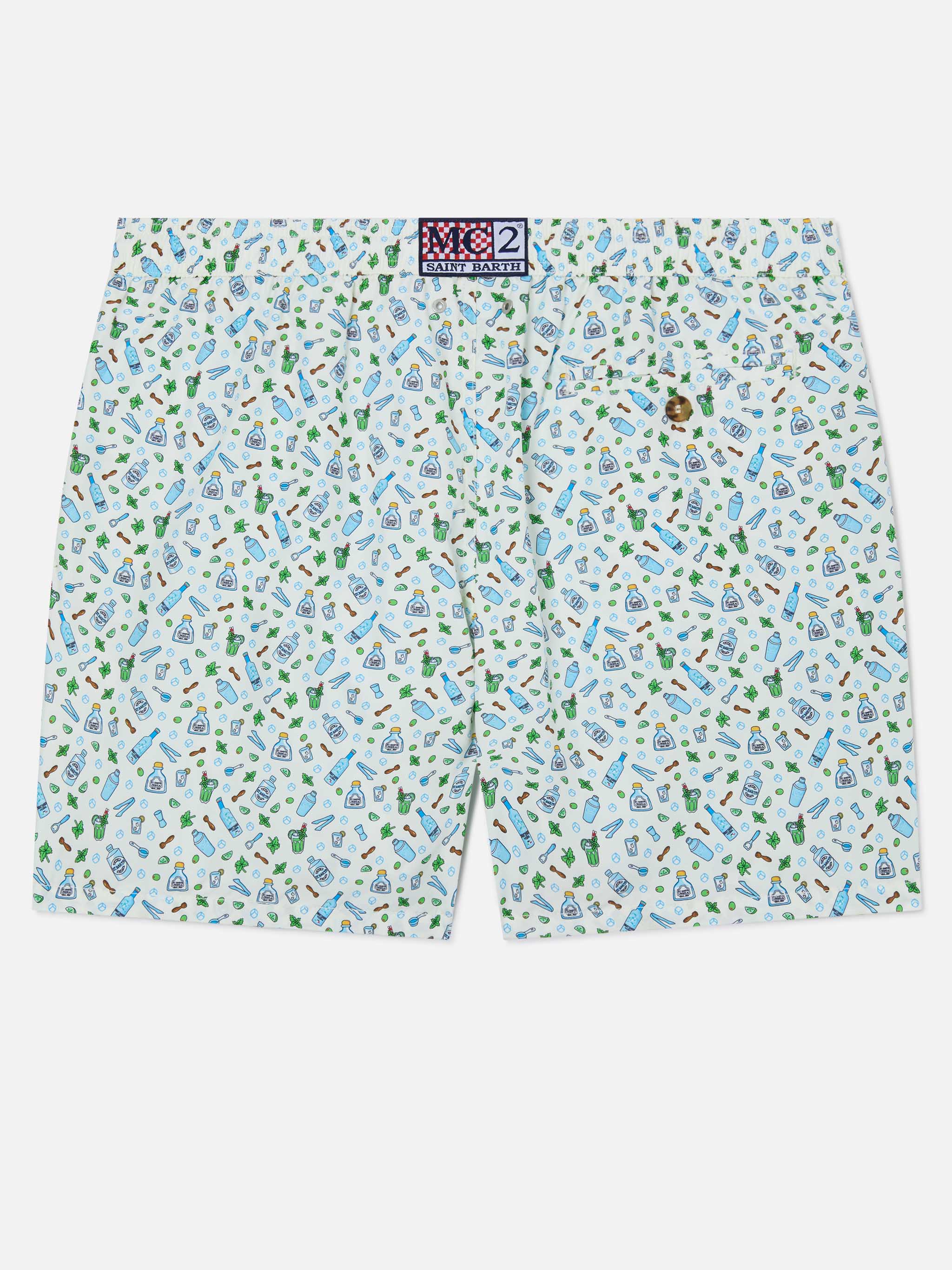 White Lighting Micro swim shorts with barman print - Image 2