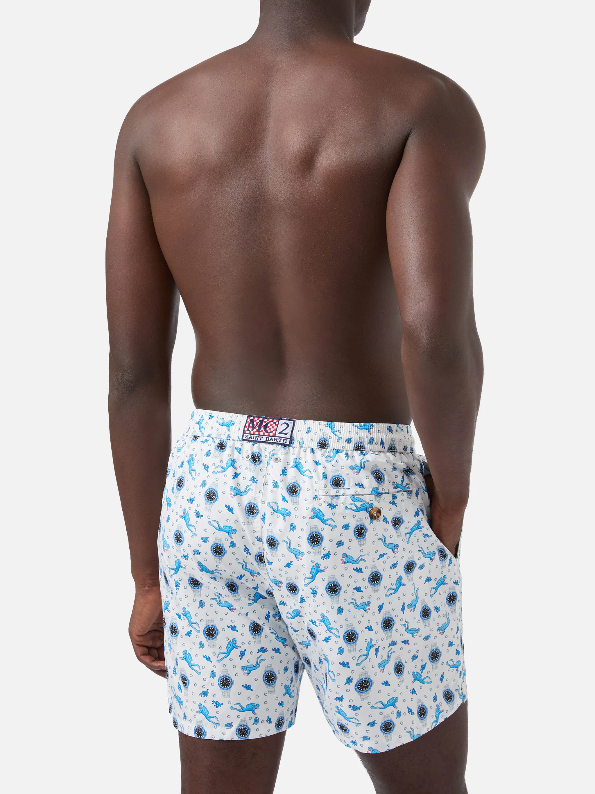 White Lighting Micro swim shorts with scuba watches and divers all-over print - Image 5