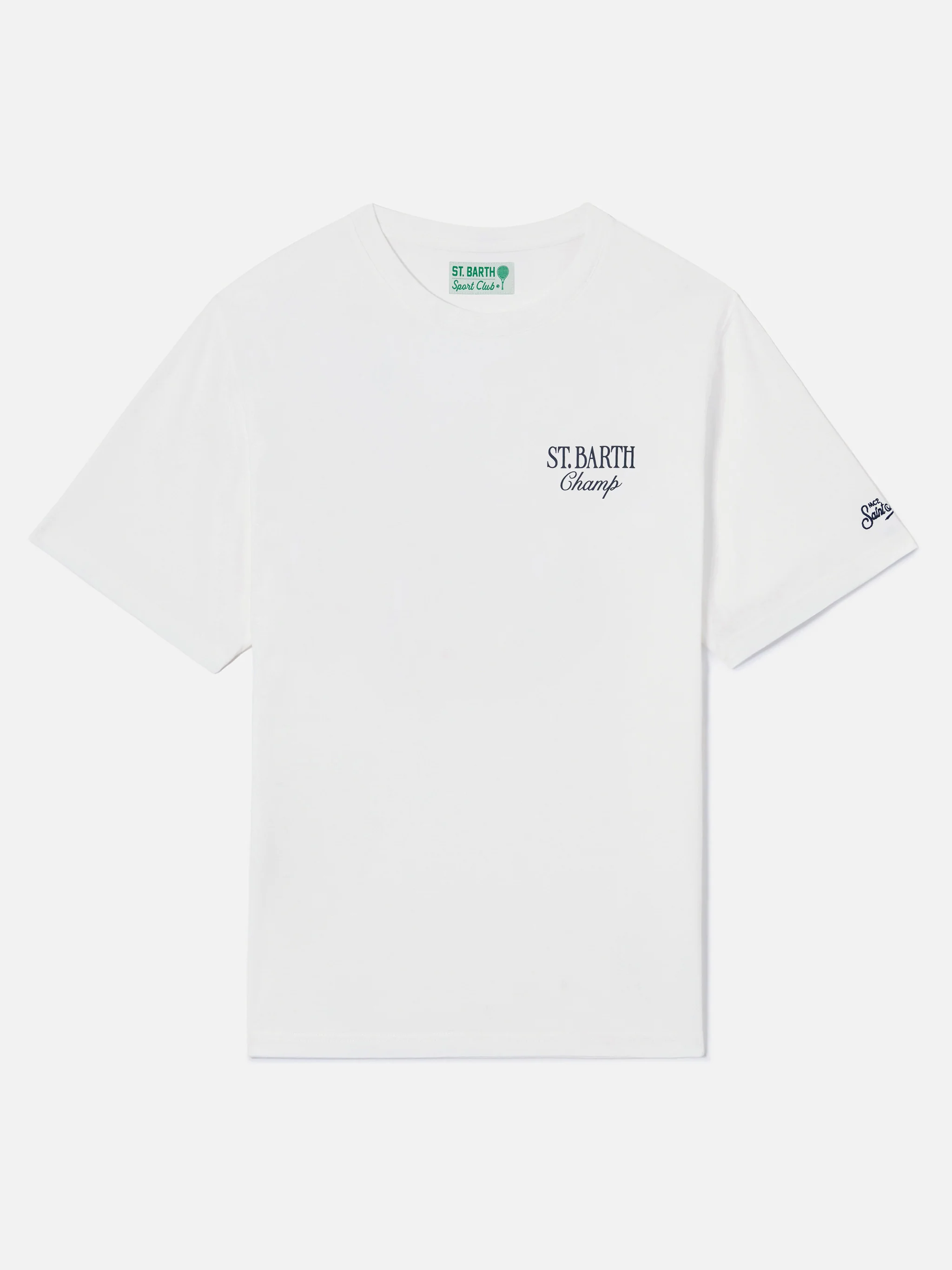 White Portland t-shirt with Après Tennis Champion illustration - Image 2