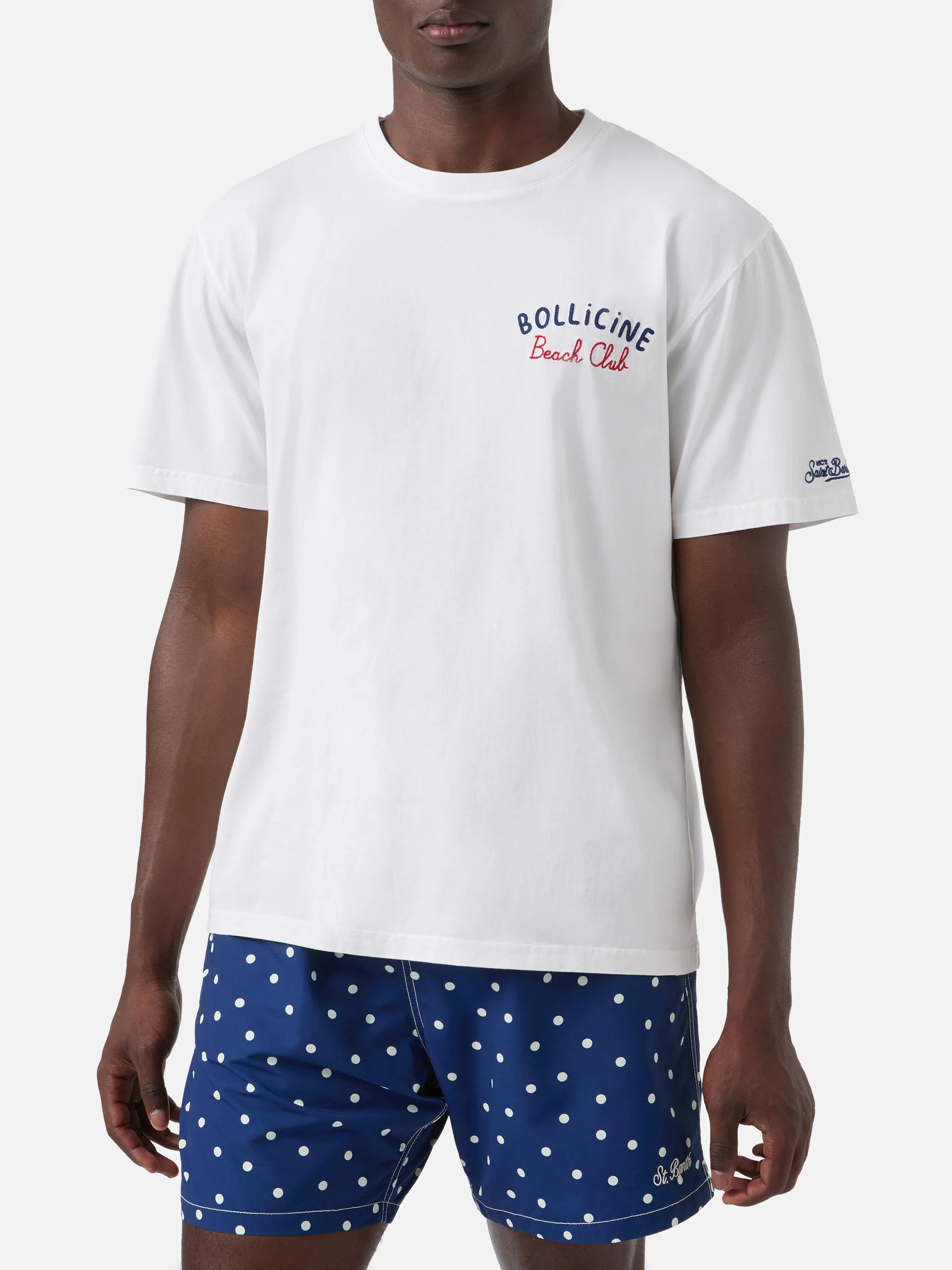 White Portland t-shirt with Bollicine Beach Club embroidery - Image 2