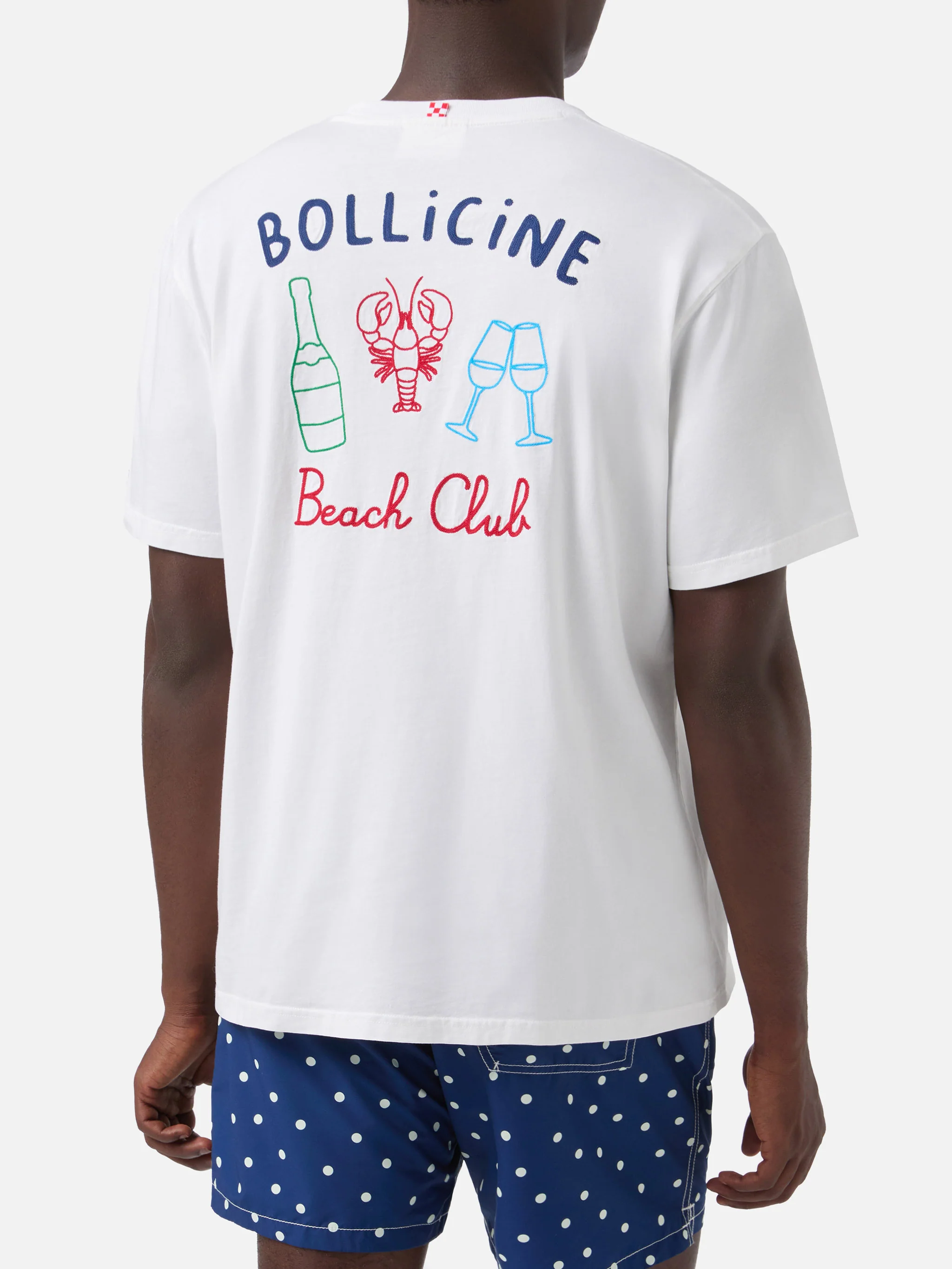 White Portland t-shirt with Bollicine Beach Club embroidery - Image 4