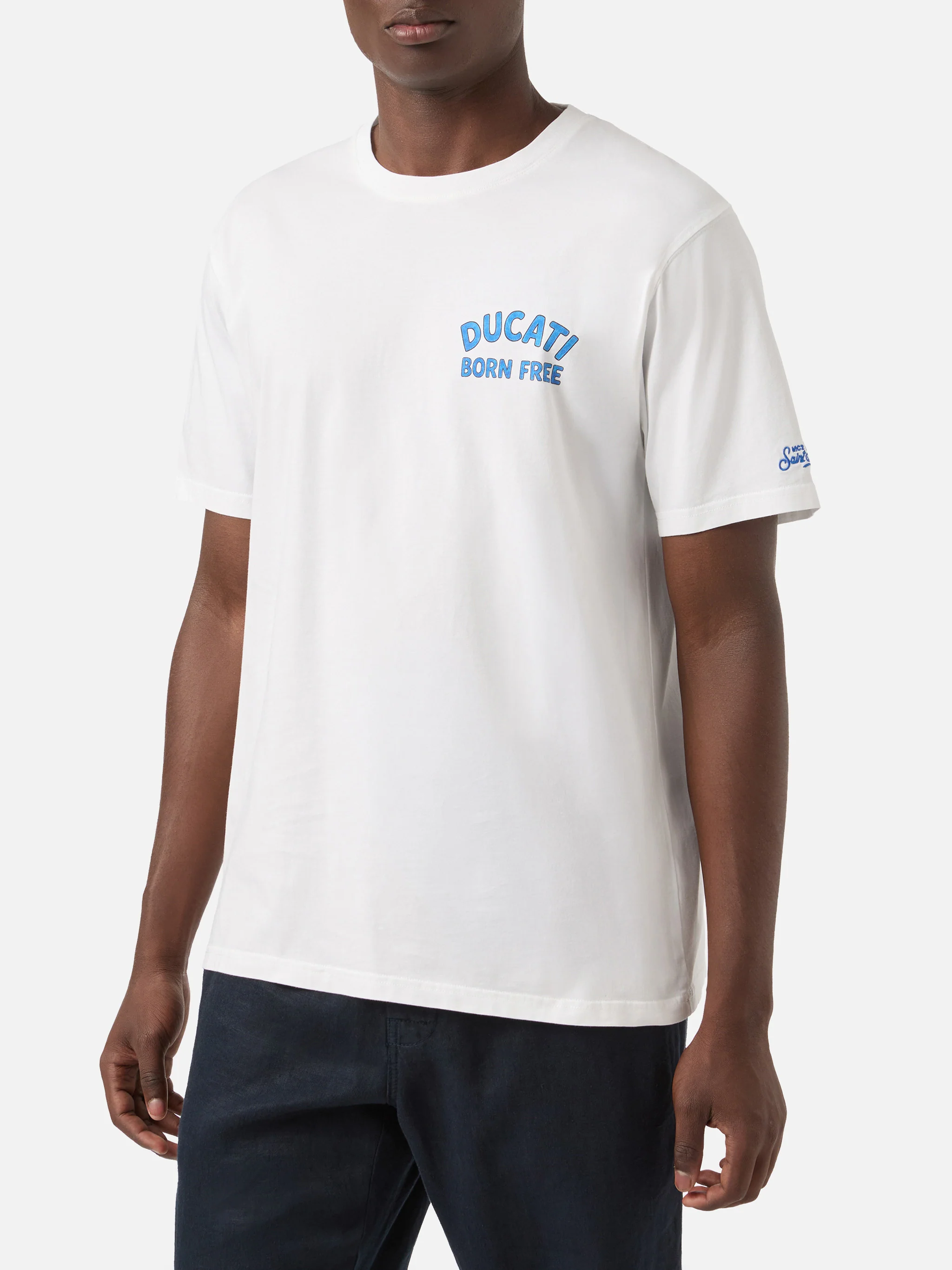 White Portland t-shirt with Ducati Born Free print | Special Edition - Image 2
