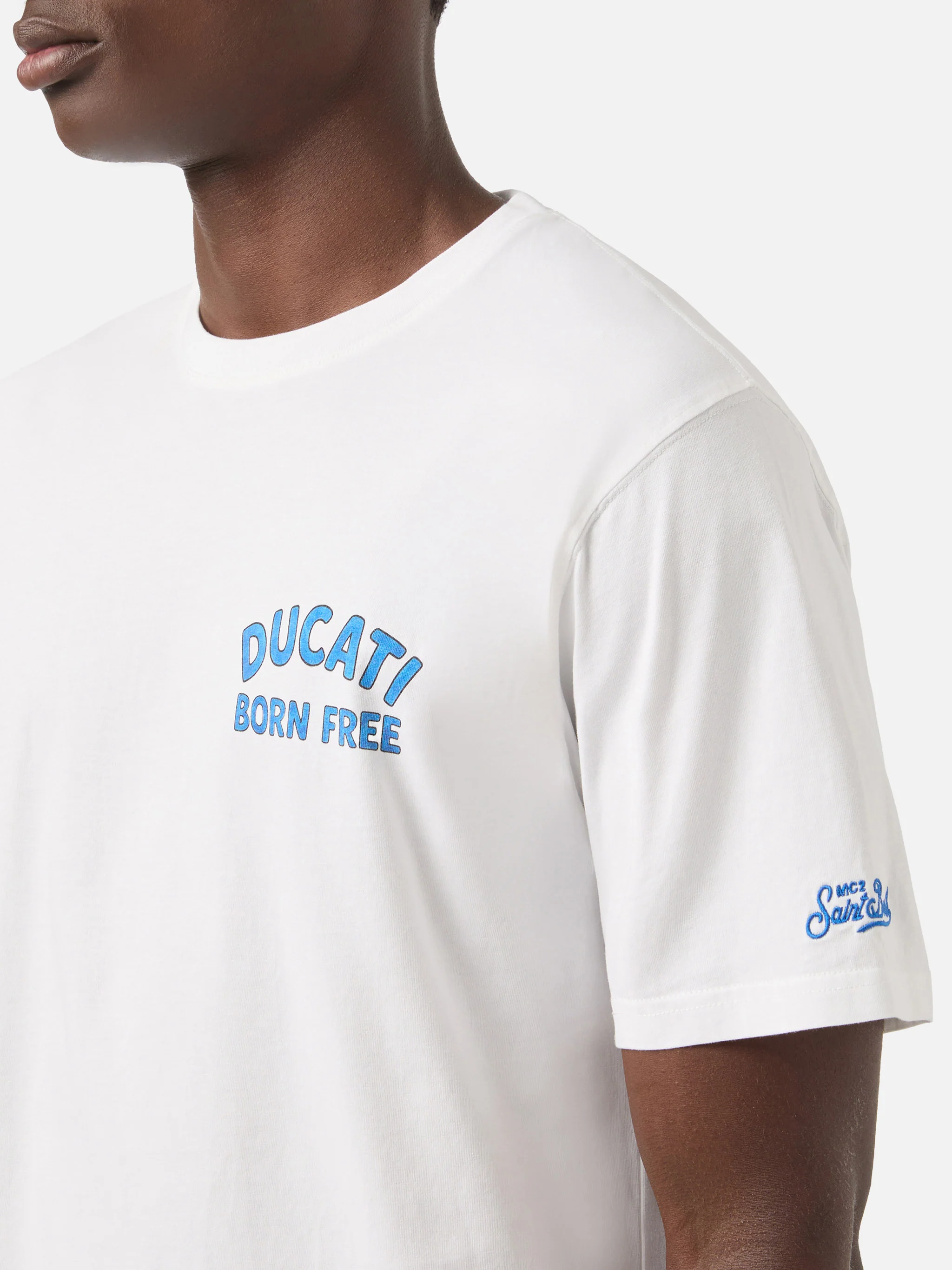 White Portland t-shirt with Ducati Born Free print | Special Edition - Image 3