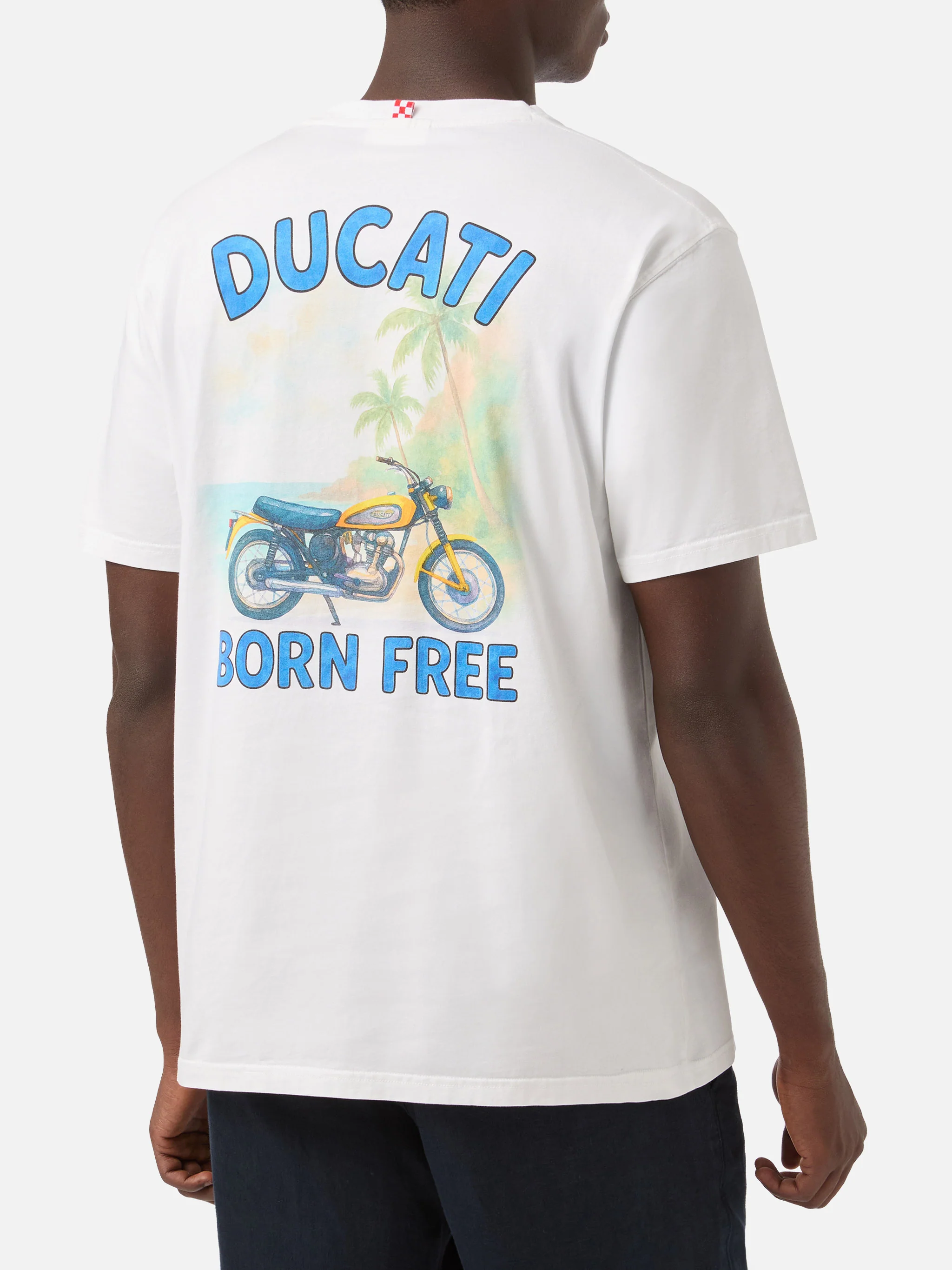White Portland t-shirt with Ducati Born Free print | Special Edition - Image 4