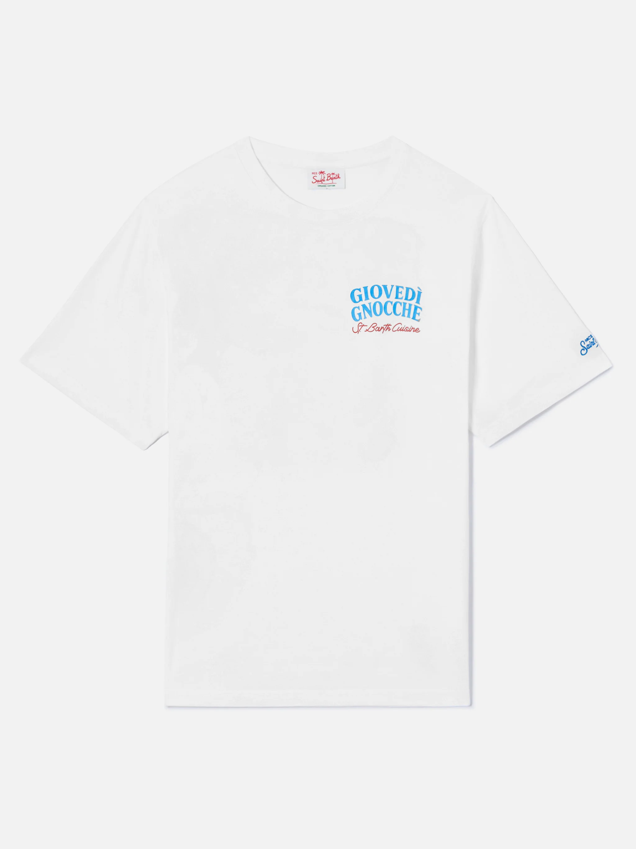 White Portland t-shirt with Giovedì Gnocche illustration - Image 5