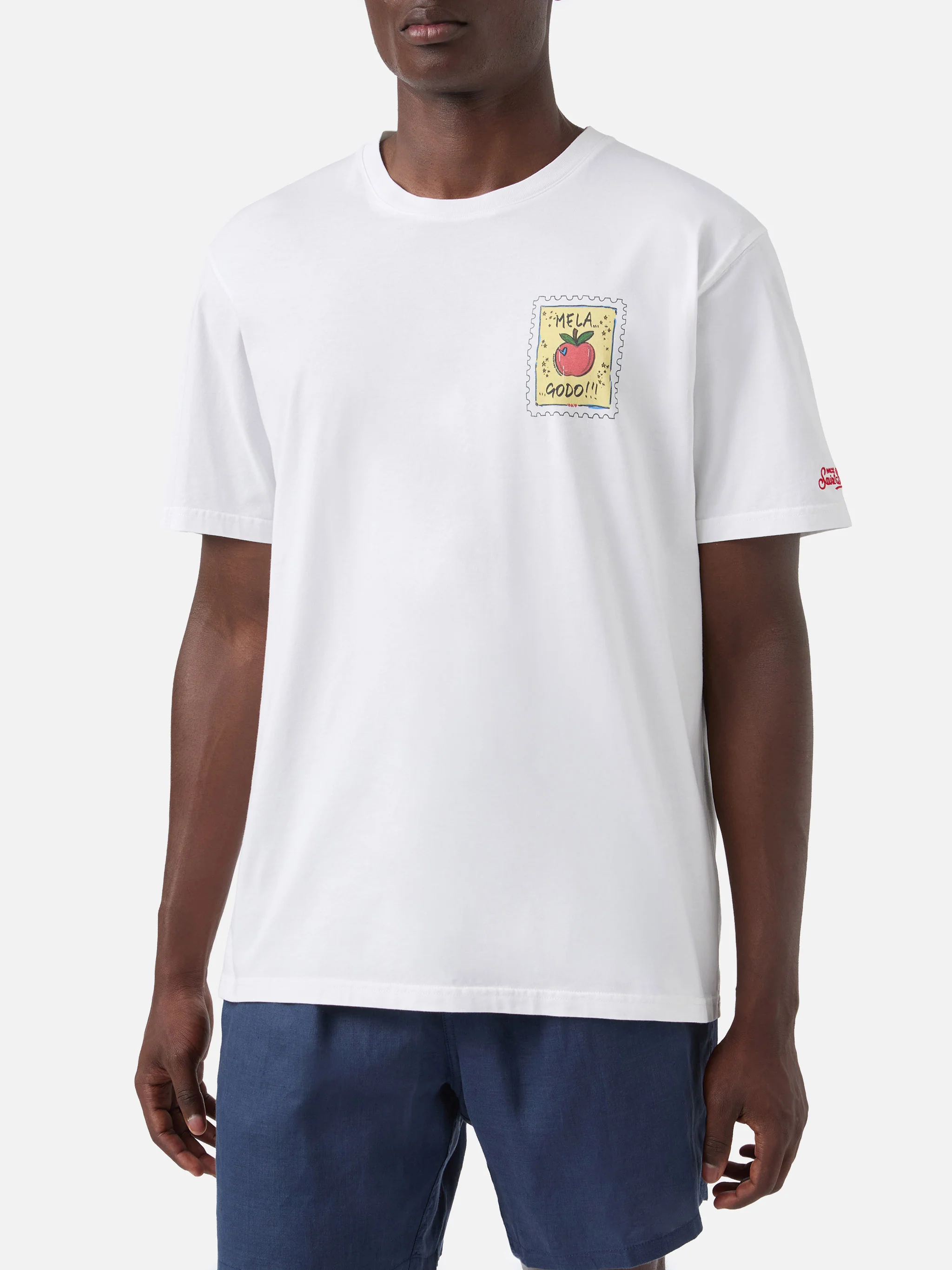 White Portland t-shirt with Mela Godo illustration - Image 2