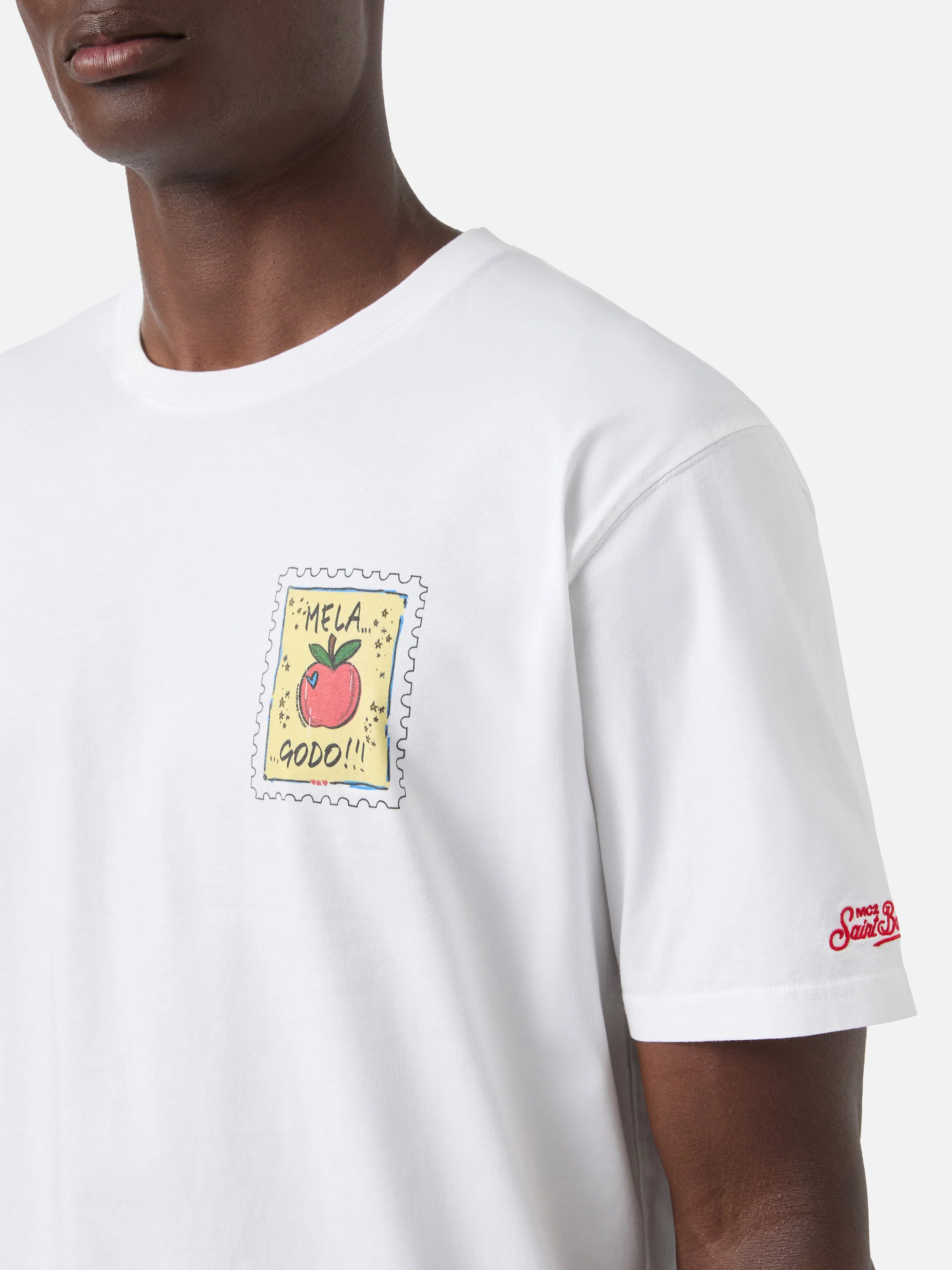 White Portland t-shirt with Mela Godo illustration - Image 3