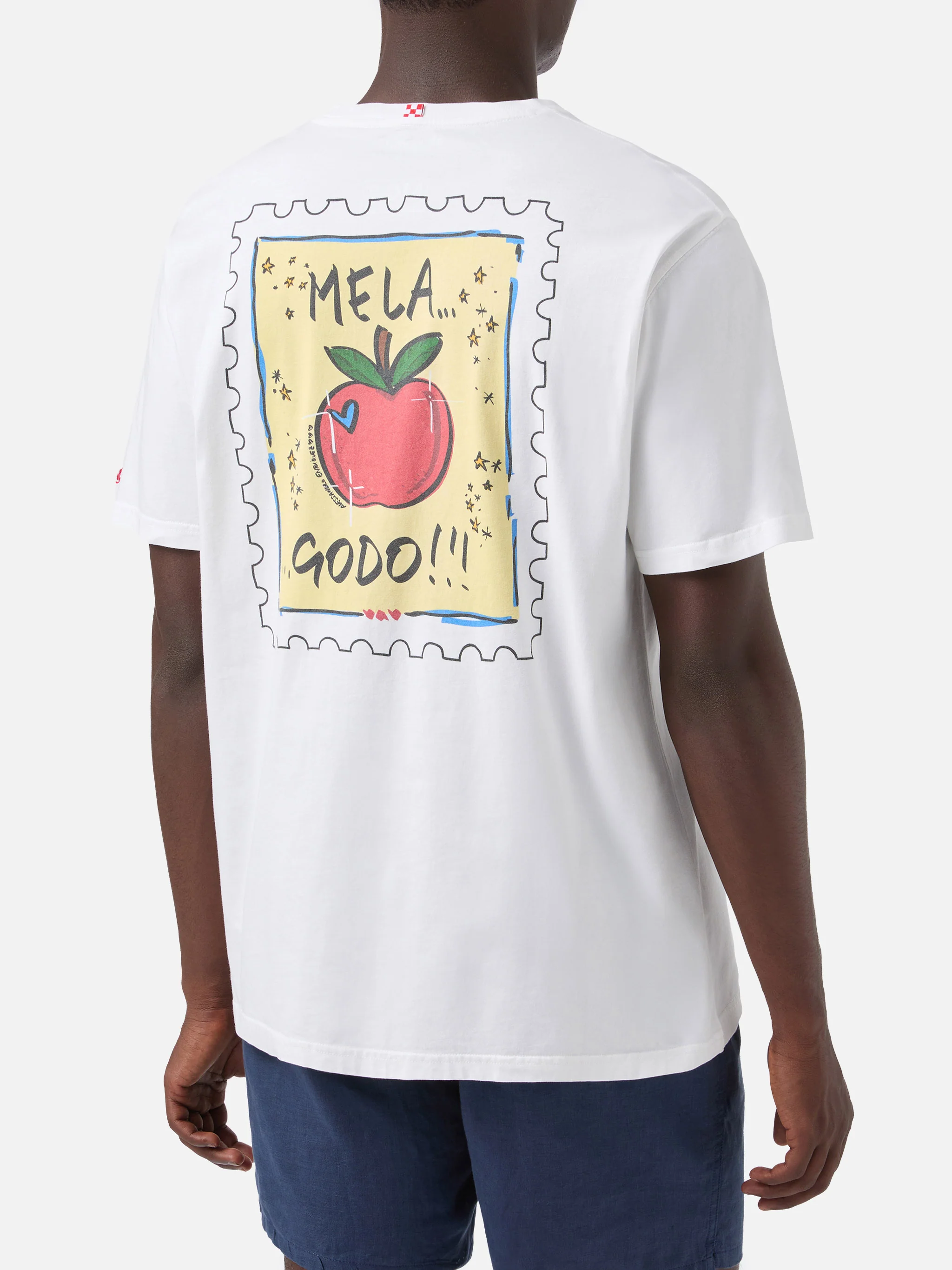 White Portland t-shirt with Mela Godo illustration - Image 4