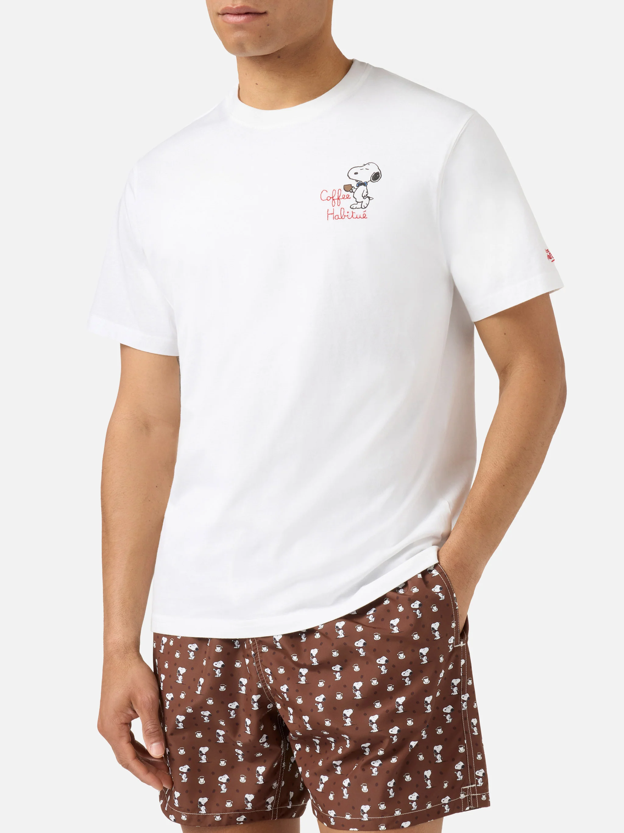 White Portofino T-shirt with Coffee Habitué embroidery | Special Edition - Image 2