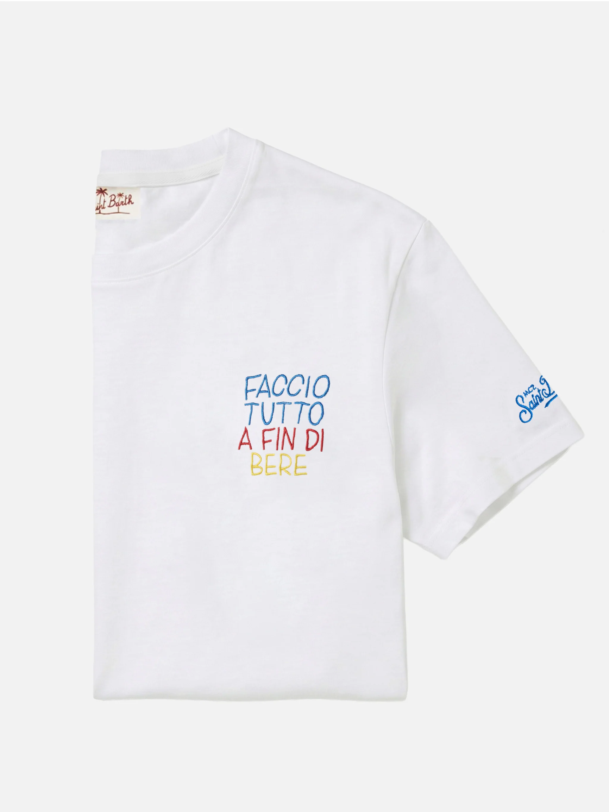 White Portofino T-shirt with Faccio Tutto A Fin Di Bere embroidery | Special Edition