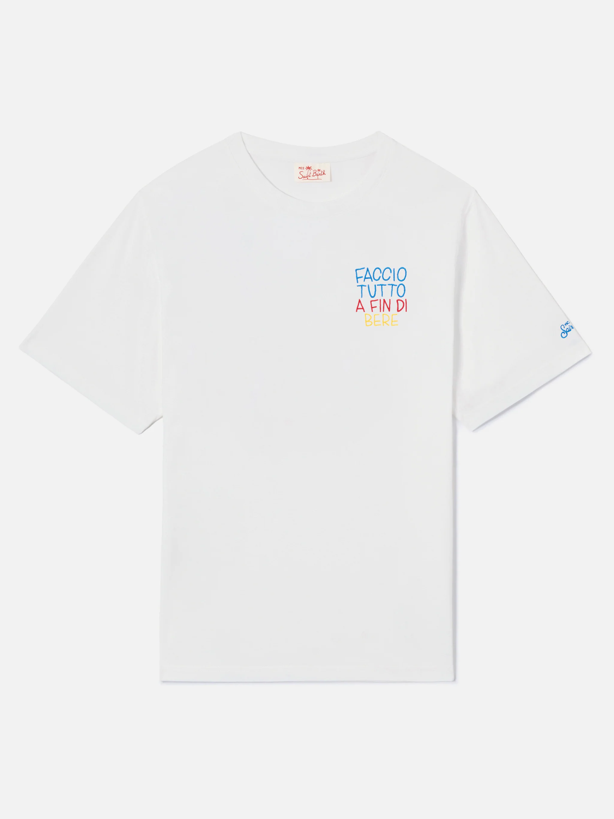 White Portofino T-shirt with Faccio Tutto A Fin Di Bere embroidery | Special Edition - Image 5