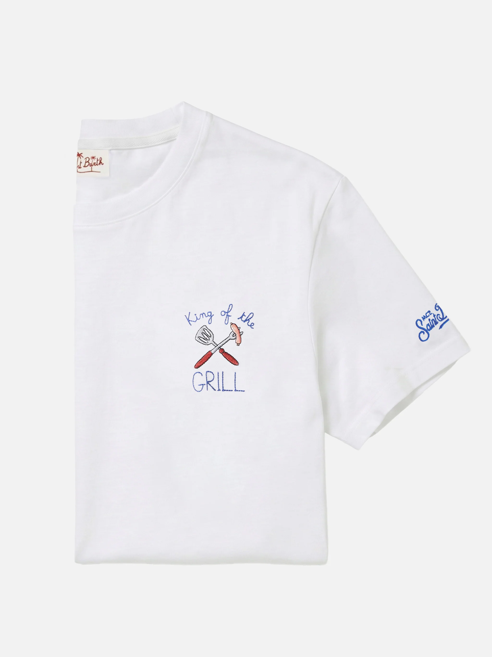 White Portofino T-shirt with King Of The Grill embroidery