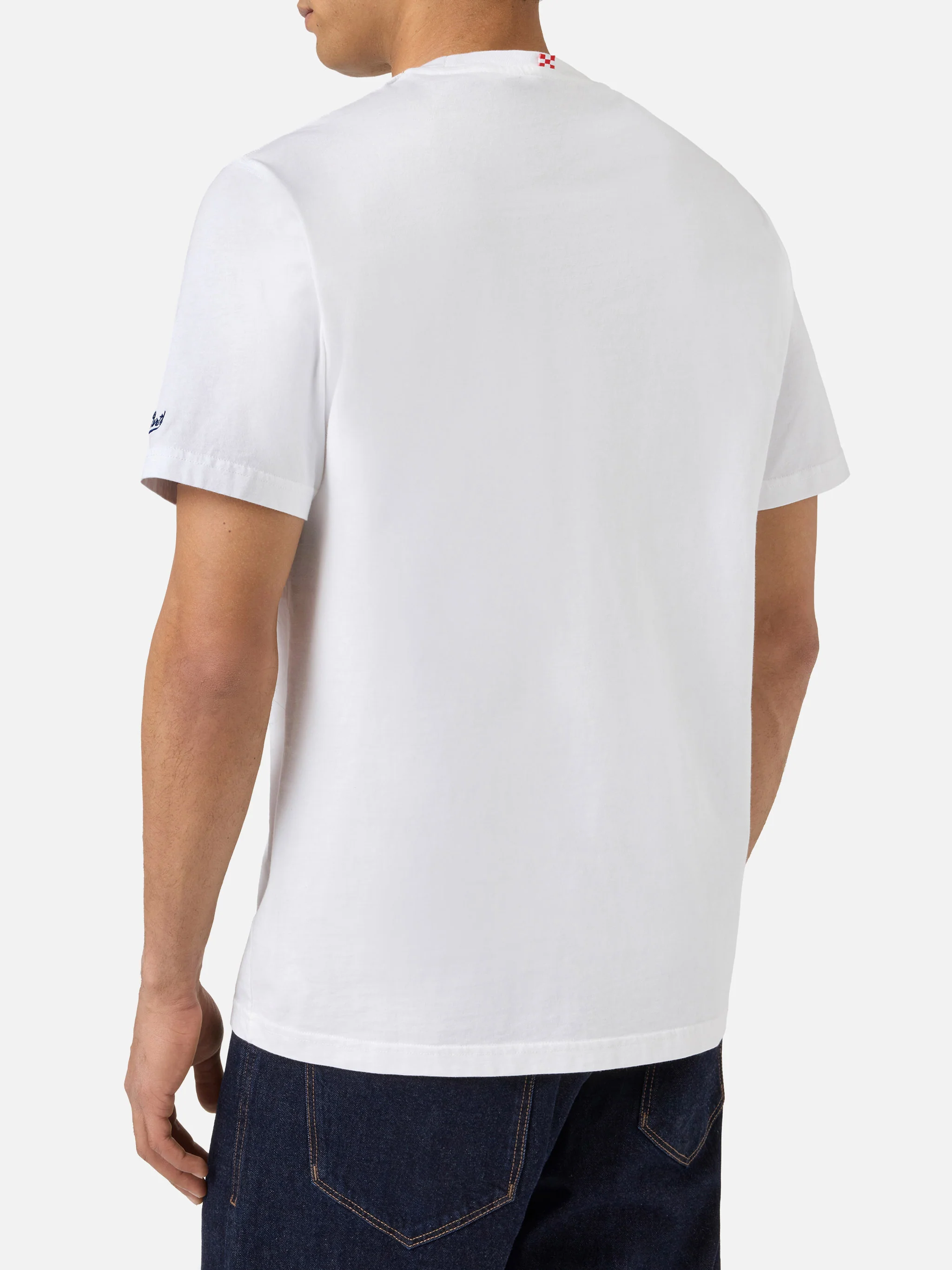 White Portofino T-shirt with Non Sono Bello Piaccio! embroidery - Image 3
