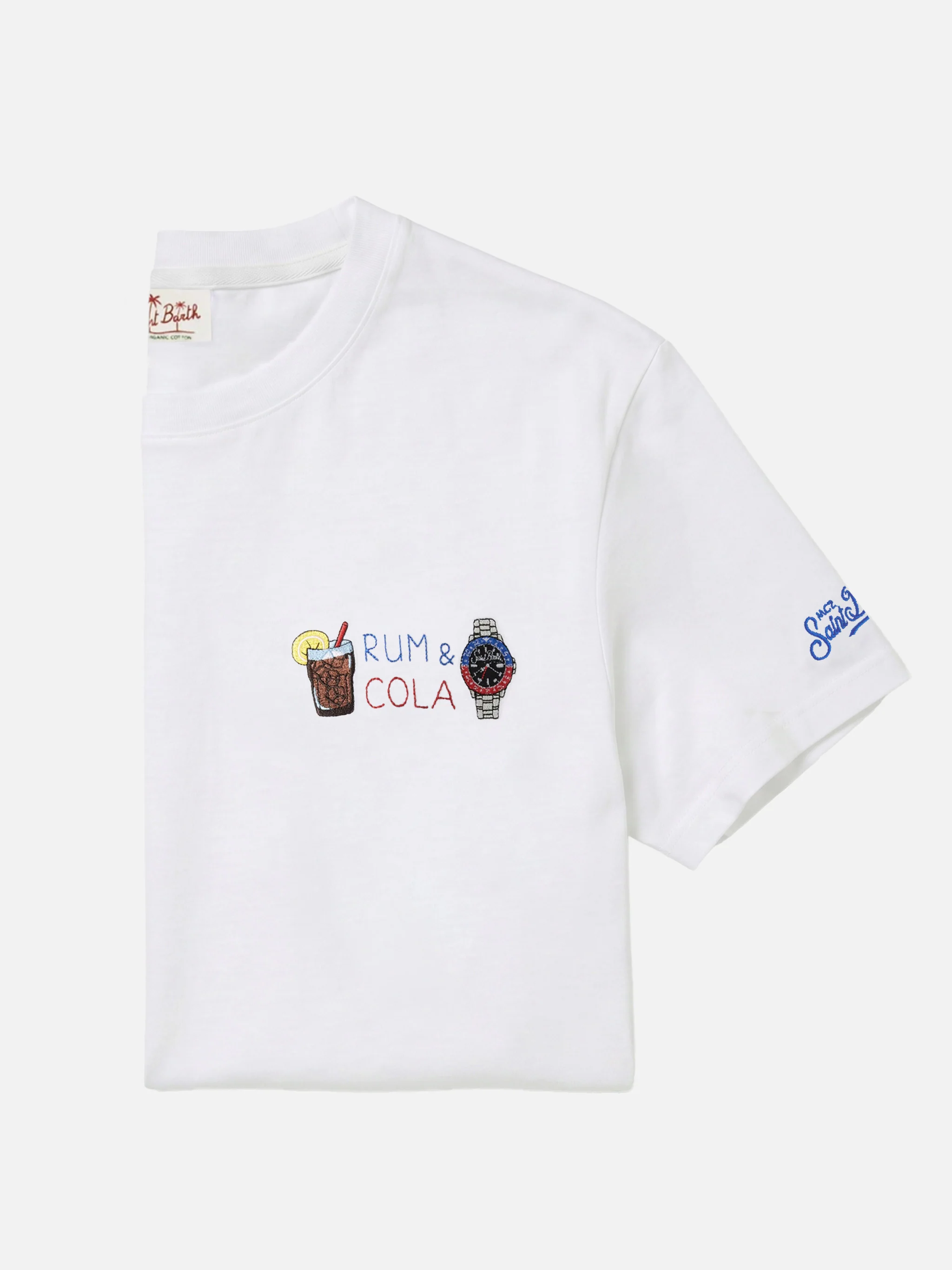 White Portofino T-shirt with Rum E Cola embroidery