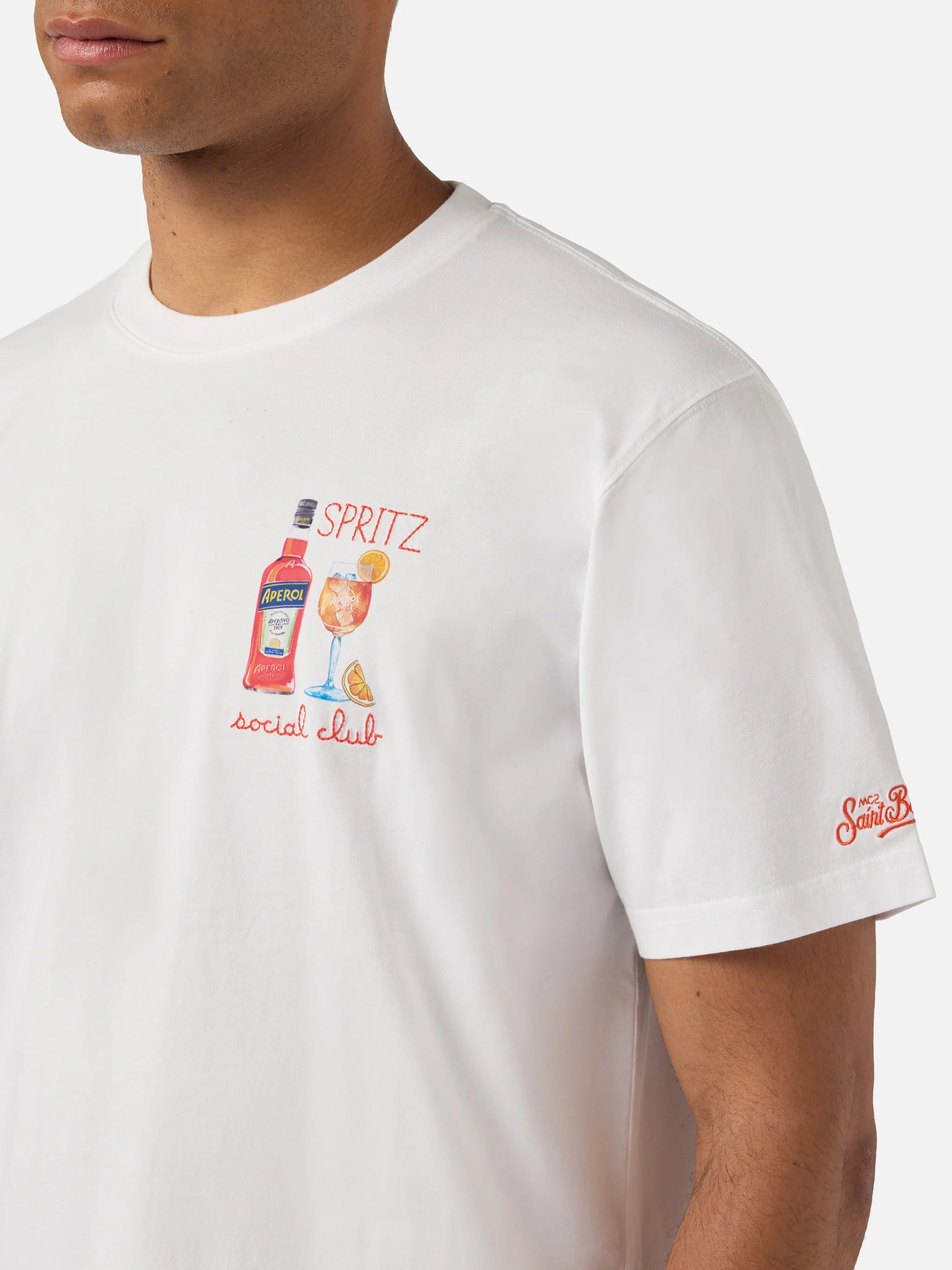 White Portofino T-shirt with Spritz Social Club embroidery | Special Edition - Image 2