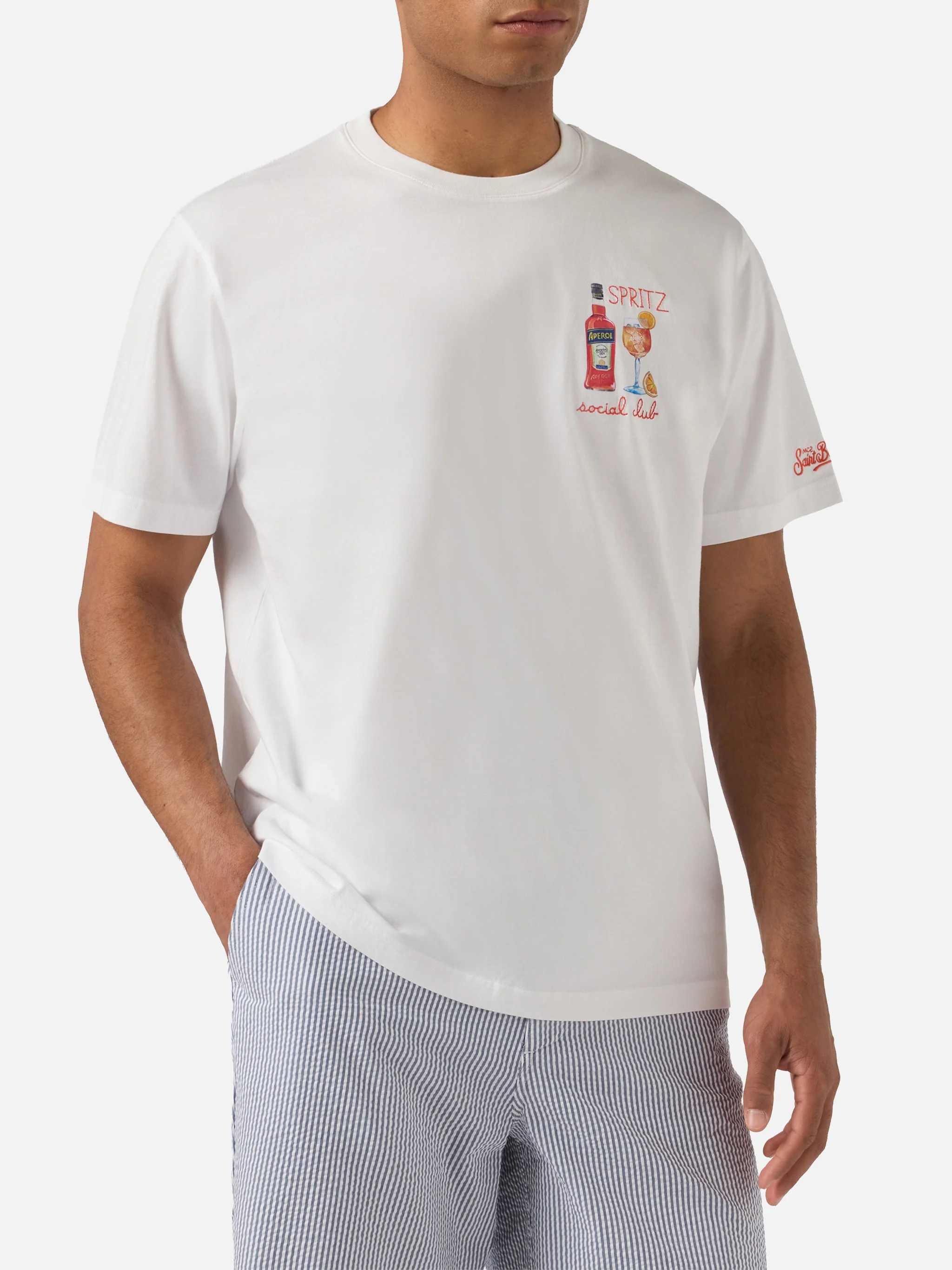 White Portofino T-shirt with Spritz Social Club embroidery | Special Edition - Image 3
