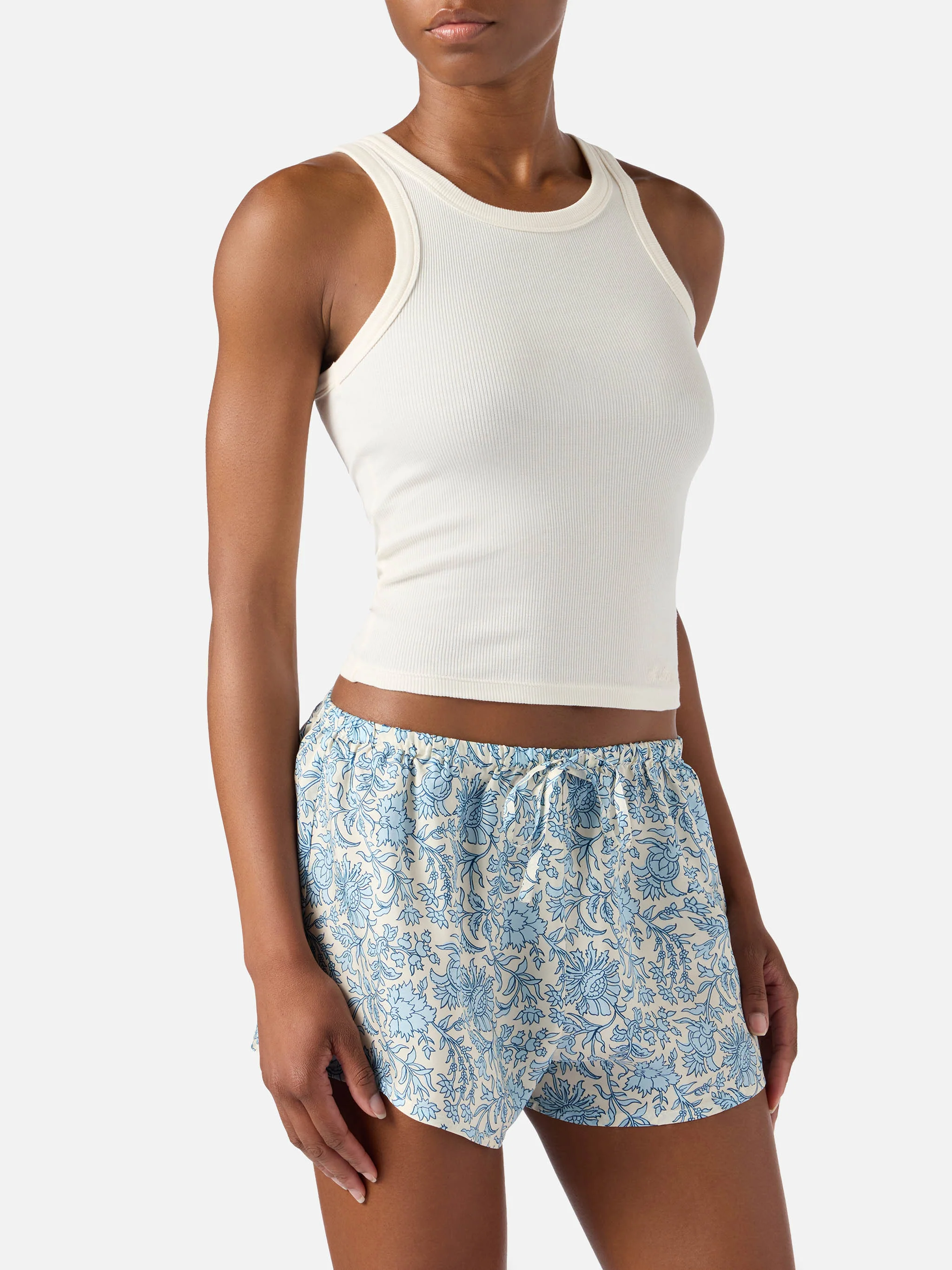 White ribbed Ada tank top with embroidery - Image 2