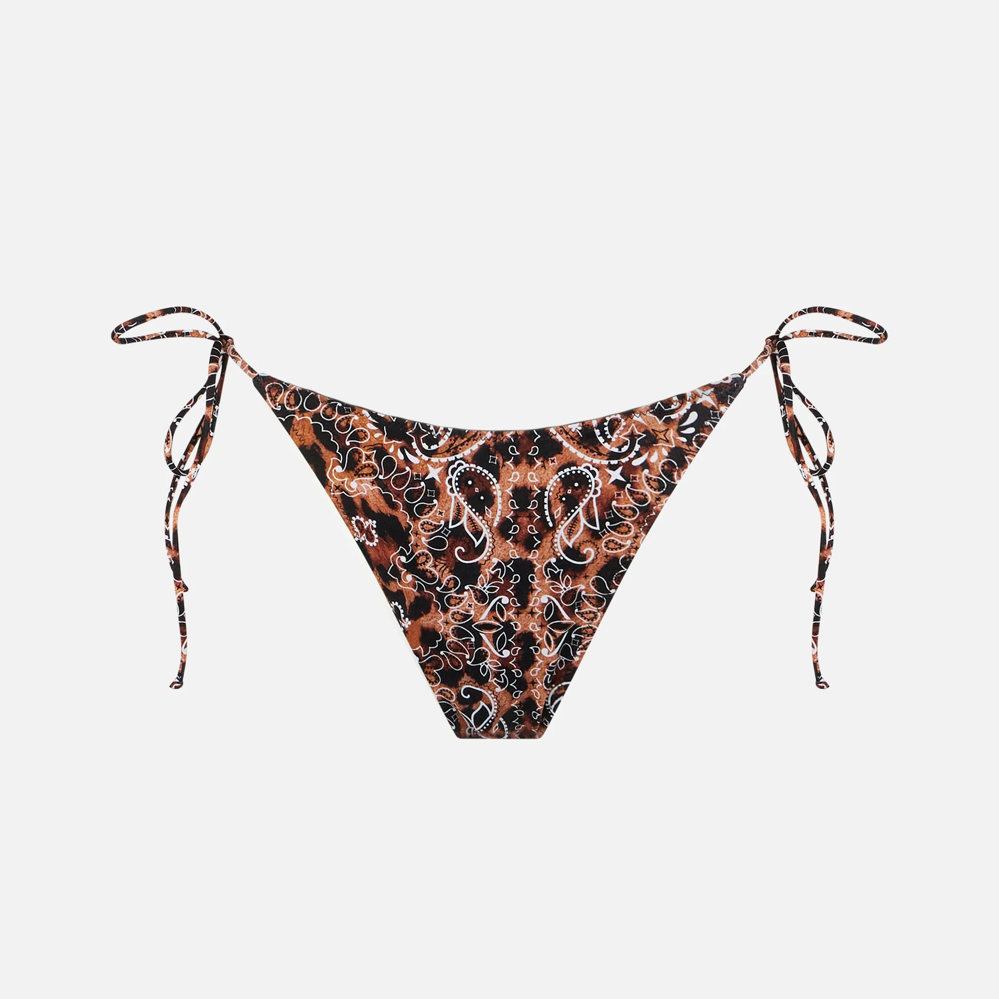 Woman cheeky swim briefs with leo bandanna print