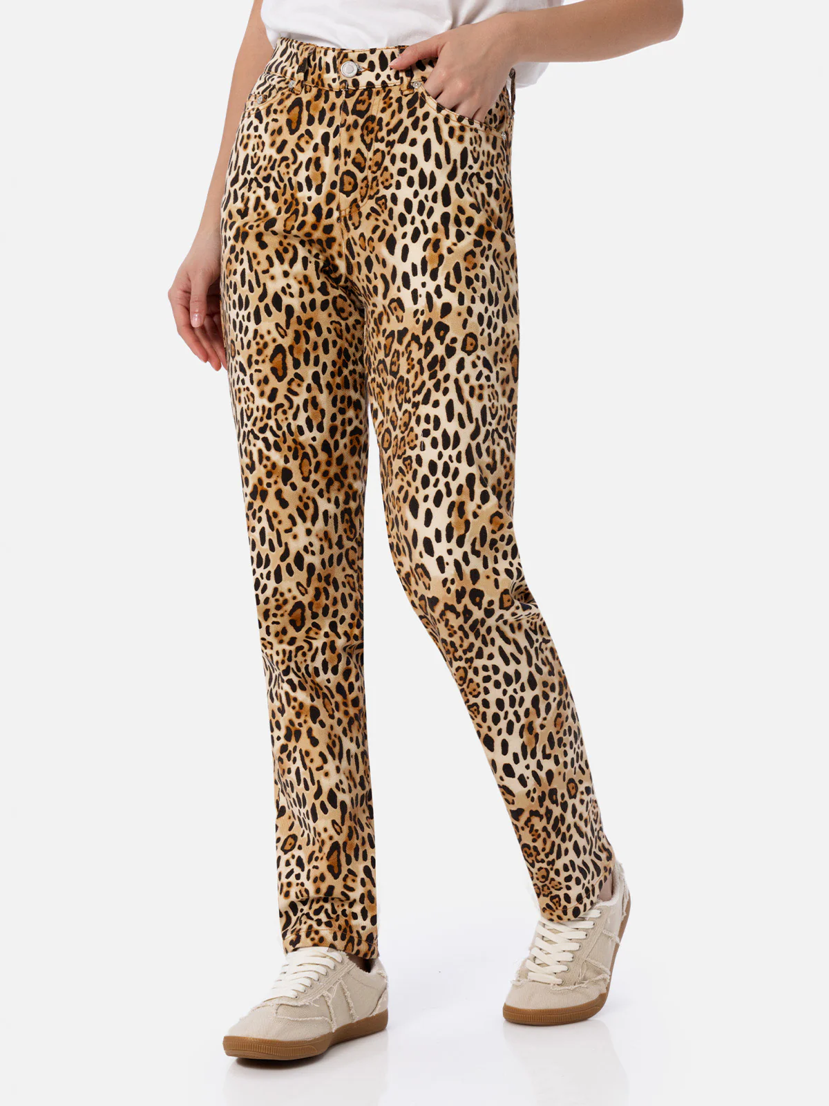 Belleville animal print denim pants