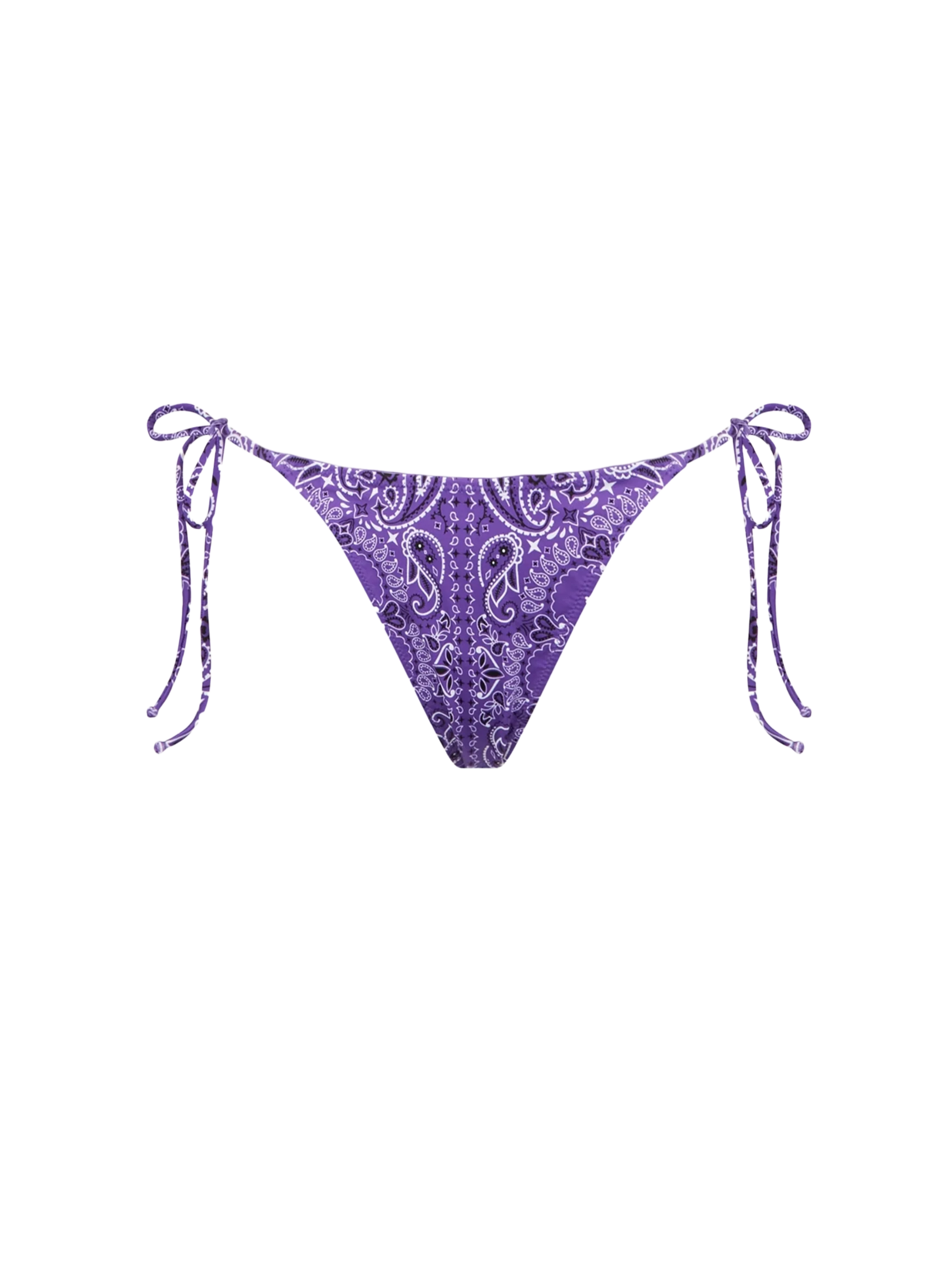 Purple Norah cheeky swim briefs with bandana print