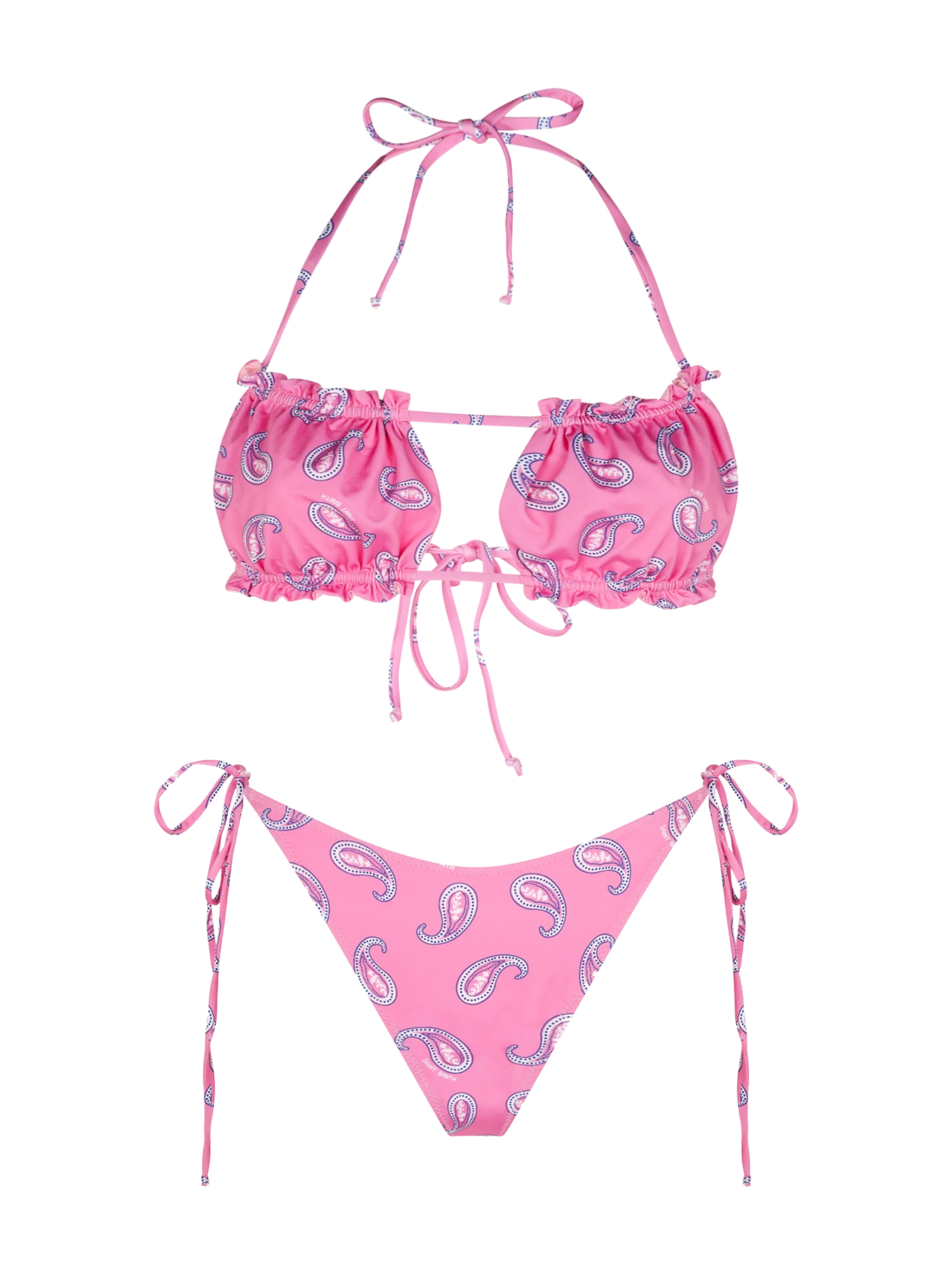 Lyam Norah pink paisley bandeau bikini