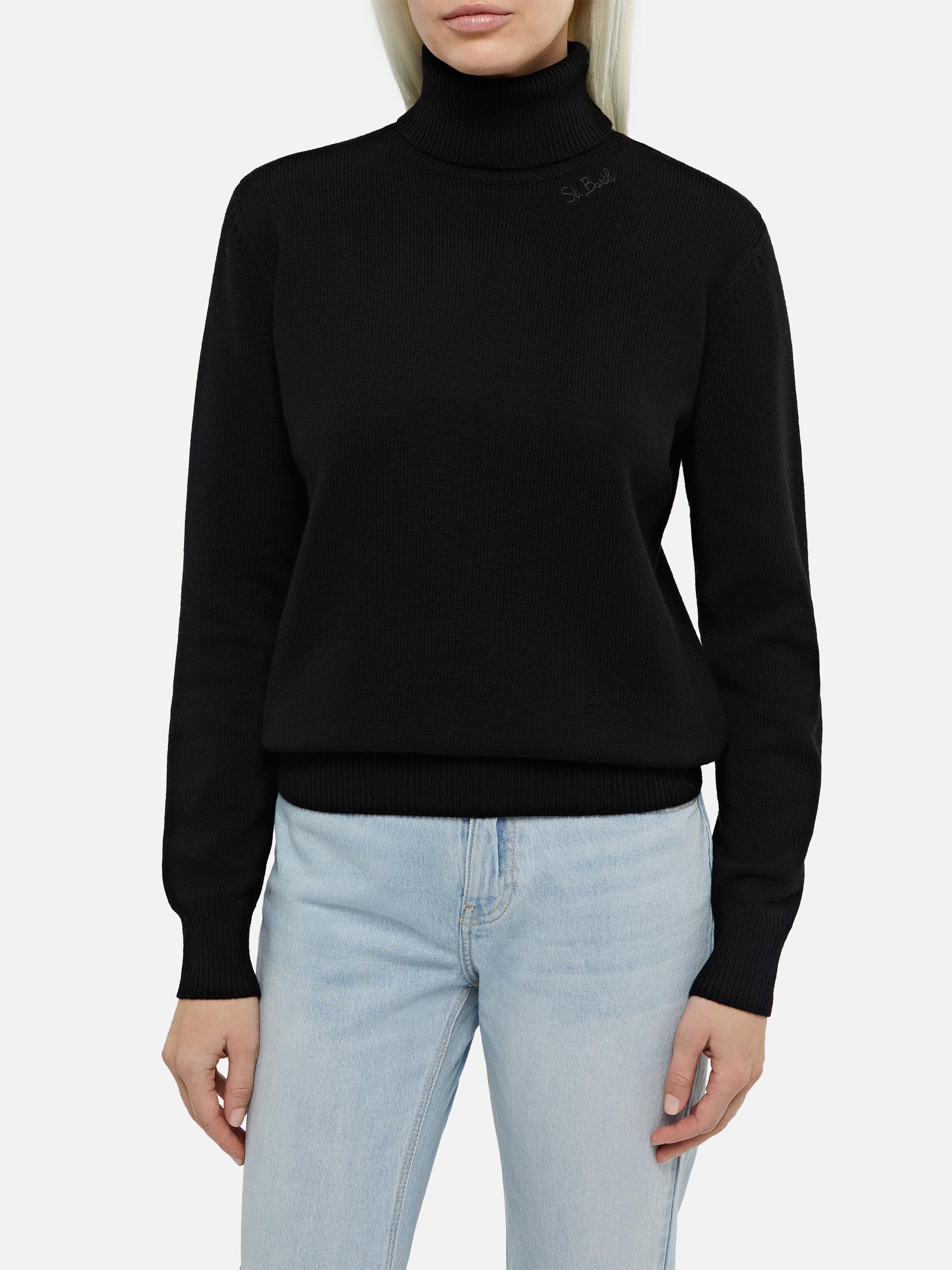 Black turtleneck Moody IN BLENDED CASHMERE