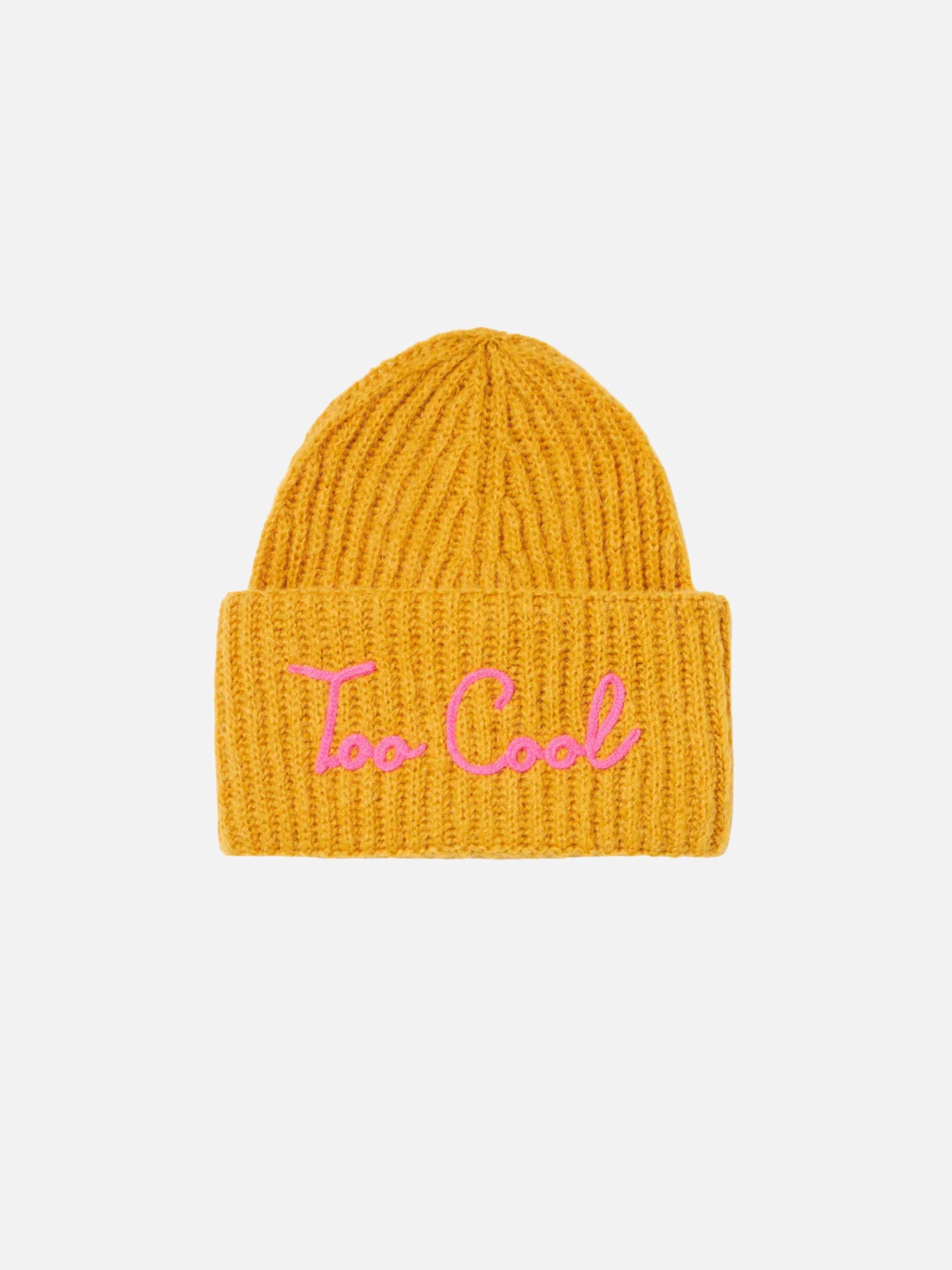 Ochre Wengen Soft blended cashmere beanie with embroidery