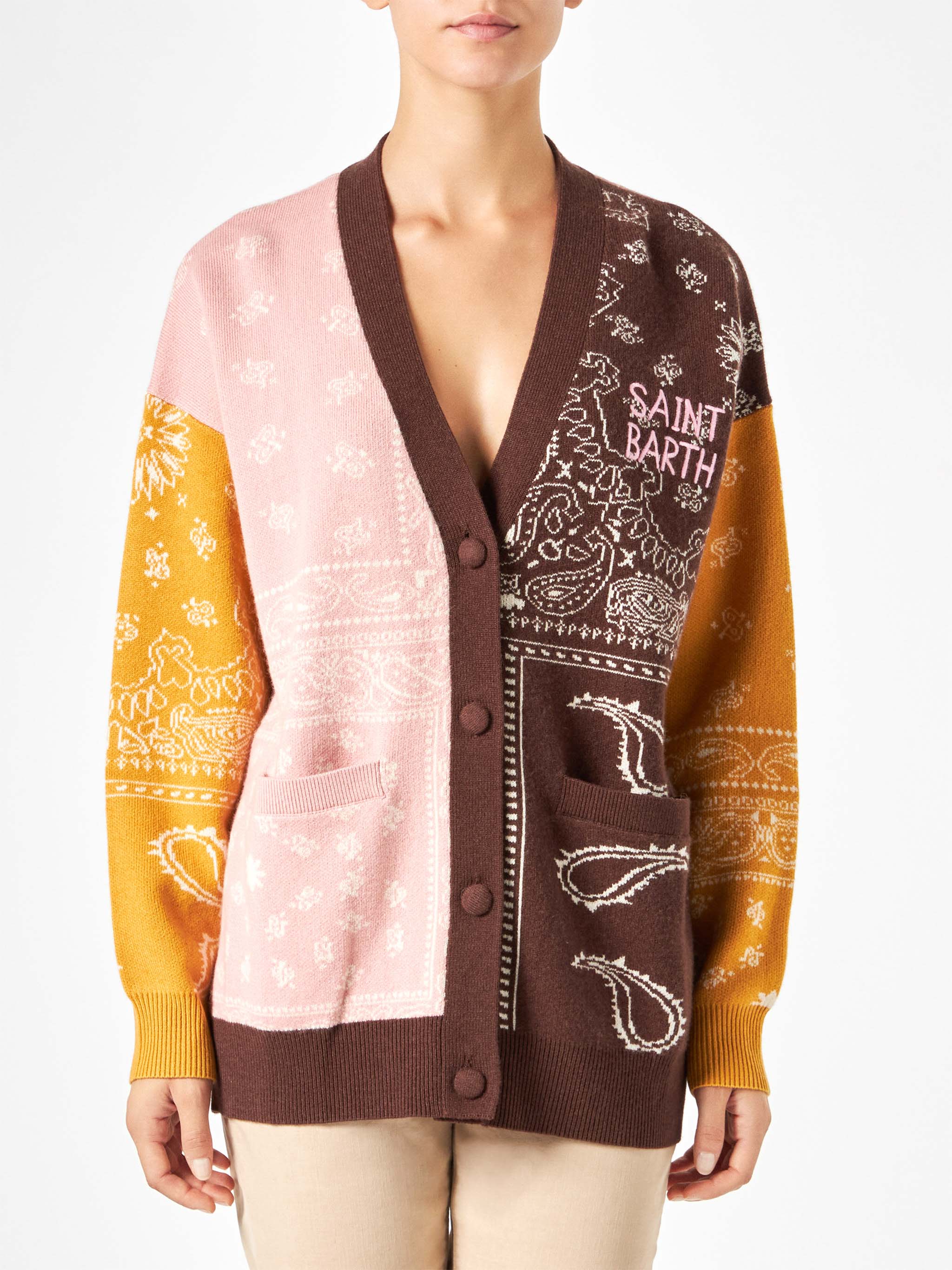 Chloe multicolor bandana print cashmere blend cardigan
