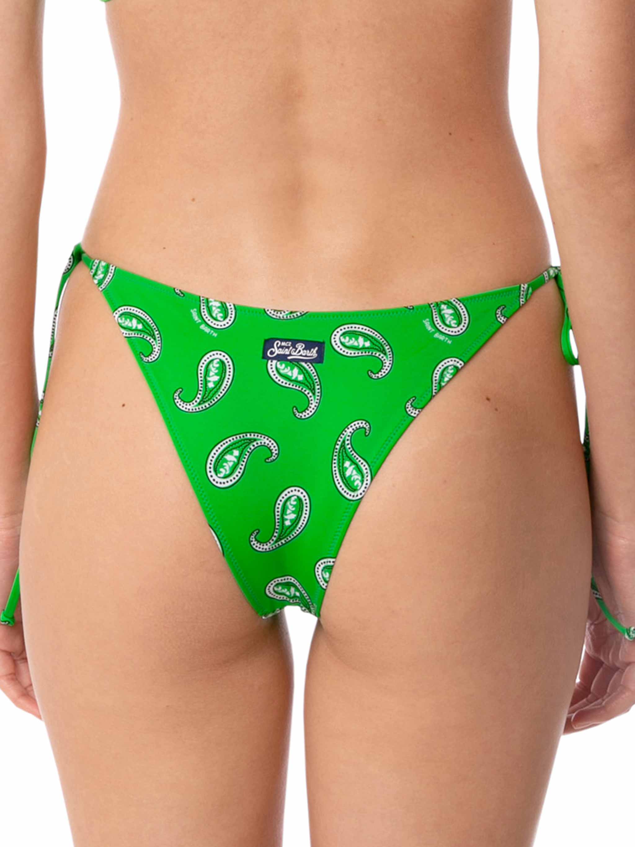 Green Marielle swim briefs with paisley print - Image 3