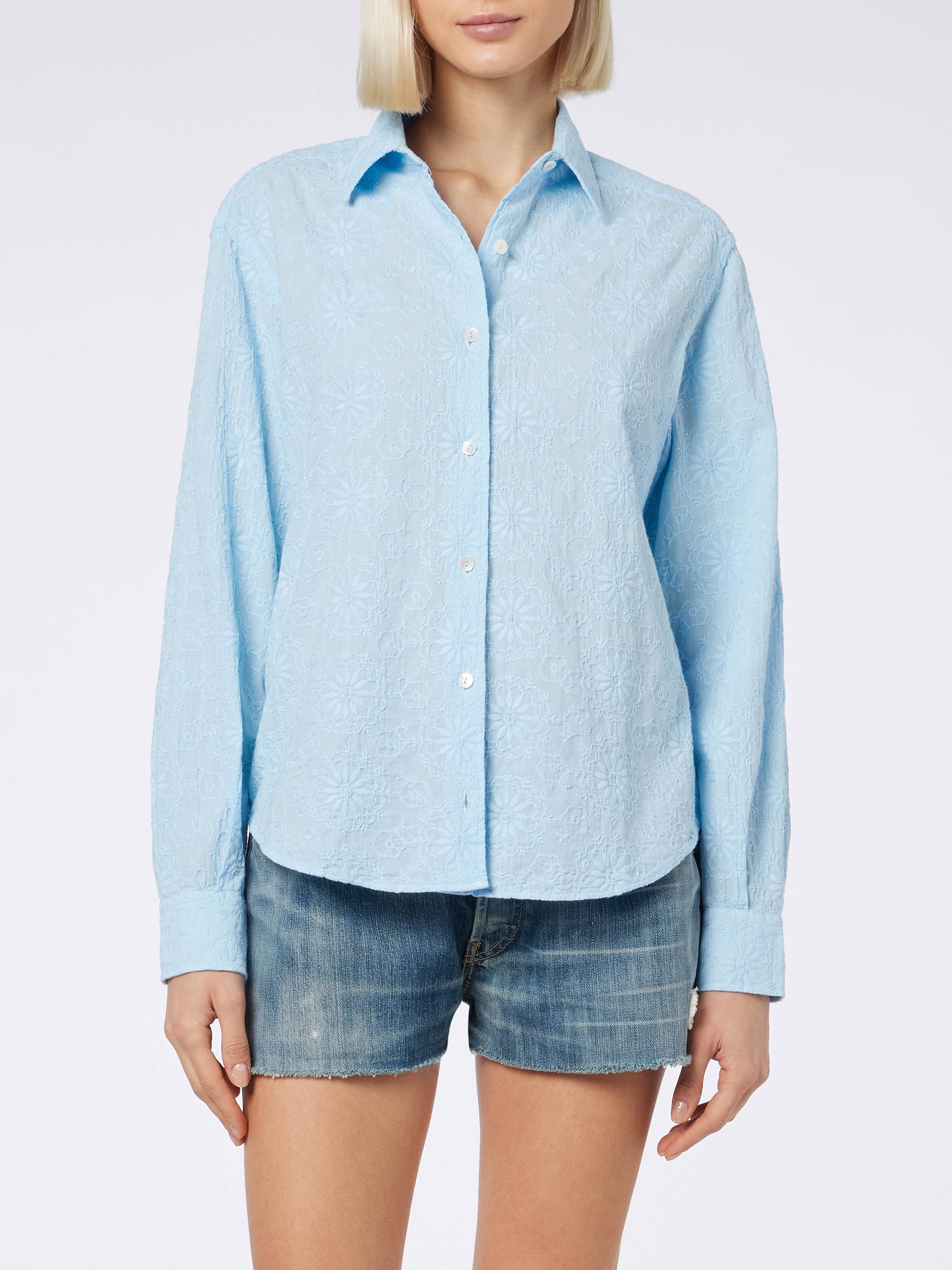Light blue Meredith sangallo cotton shirt
