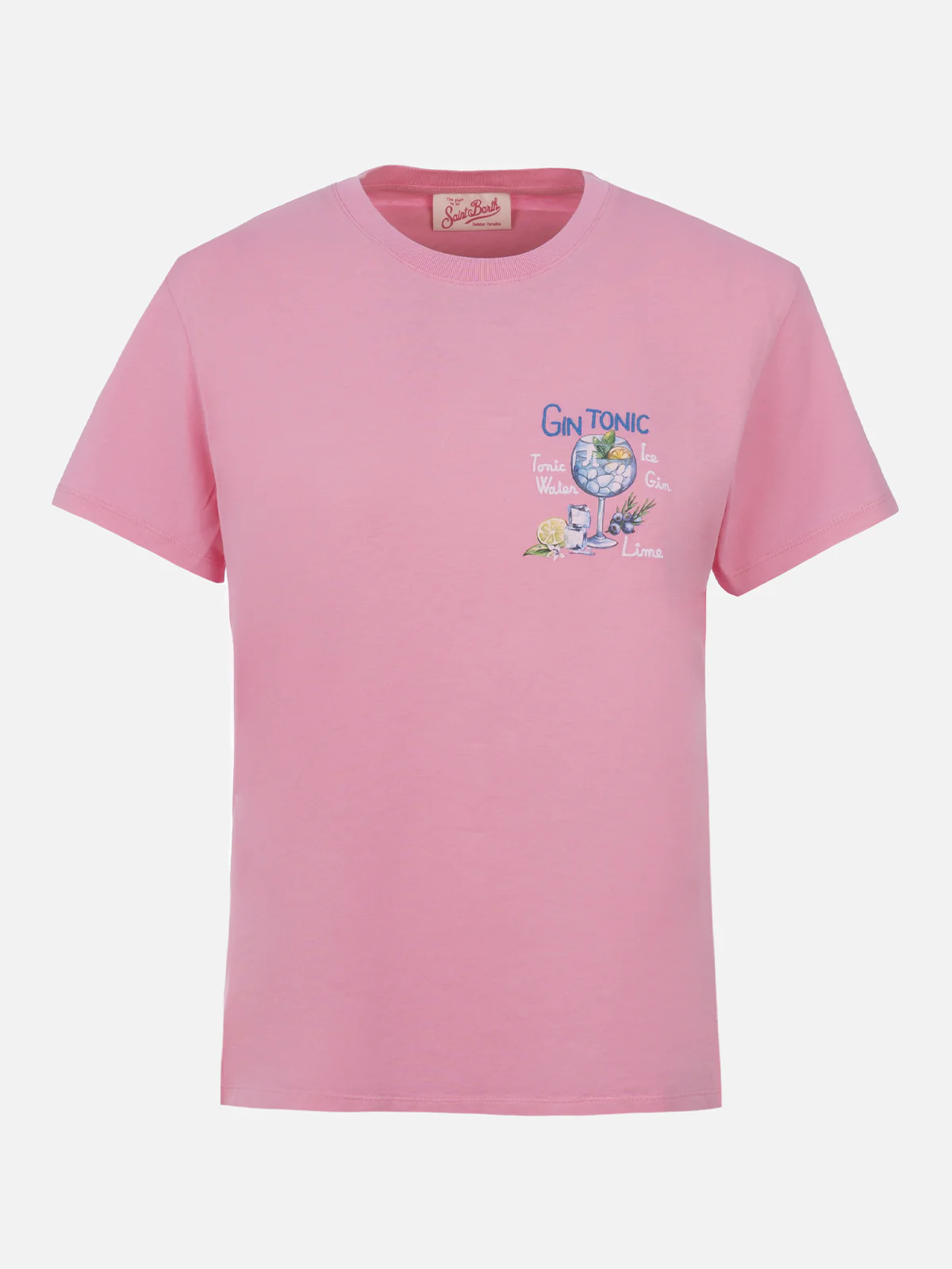 Cotton jersey t-shirt Emilie with Gin Tonic cocktail embroidery - Image 4