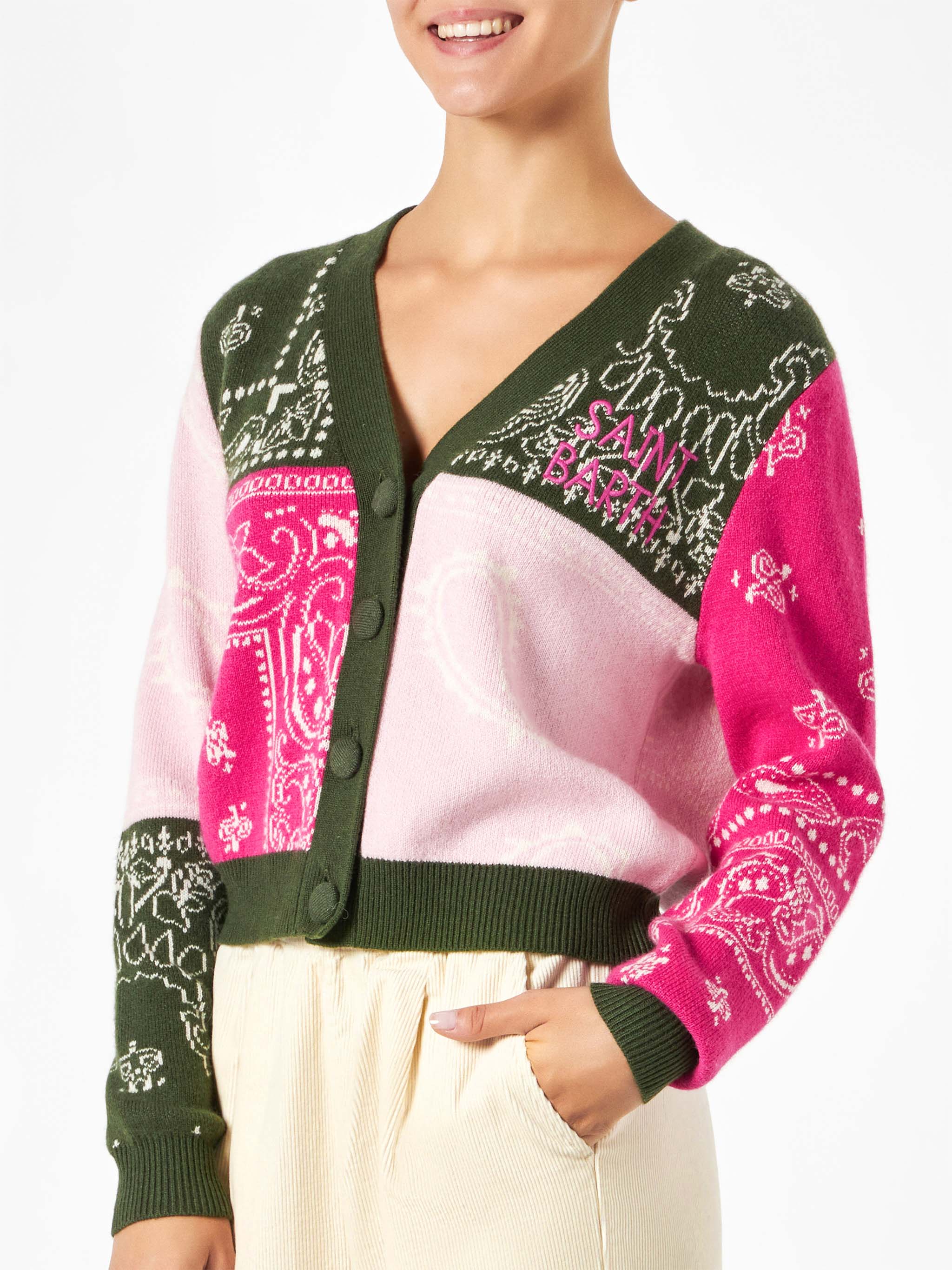 Didy cropped bandana multicolor cardigan
