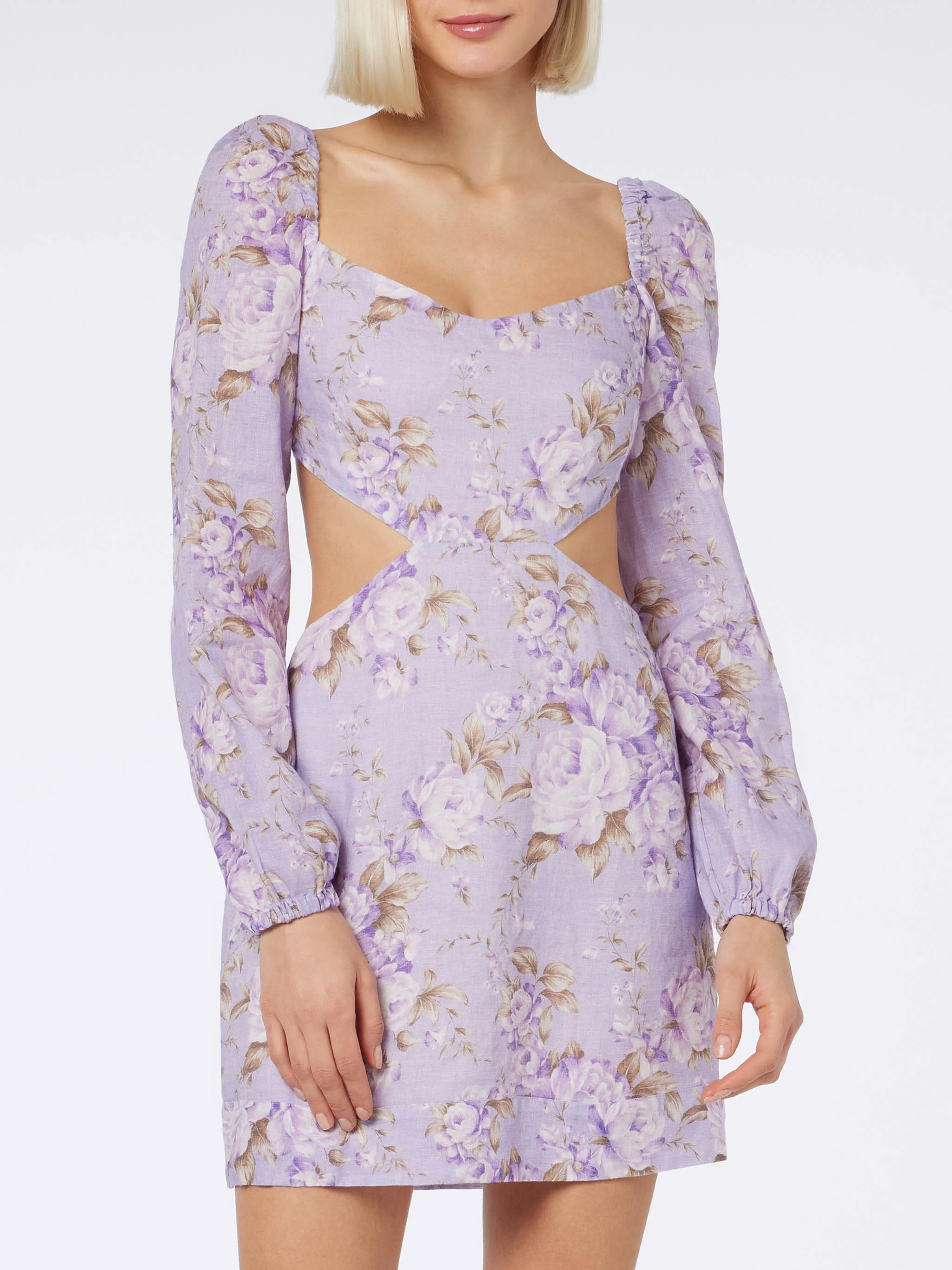 Jara linen cut-out mini dress with paisley print