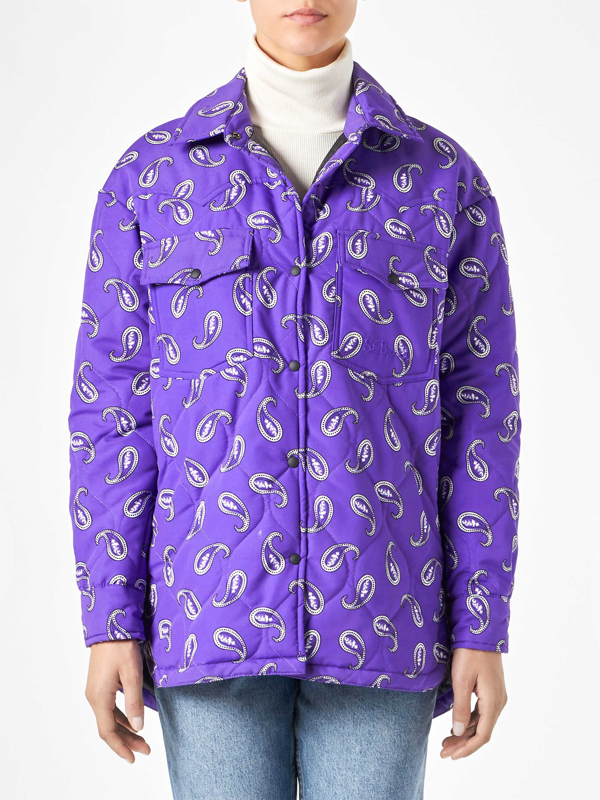 Purple Kimmy quilted jacket with paisley print