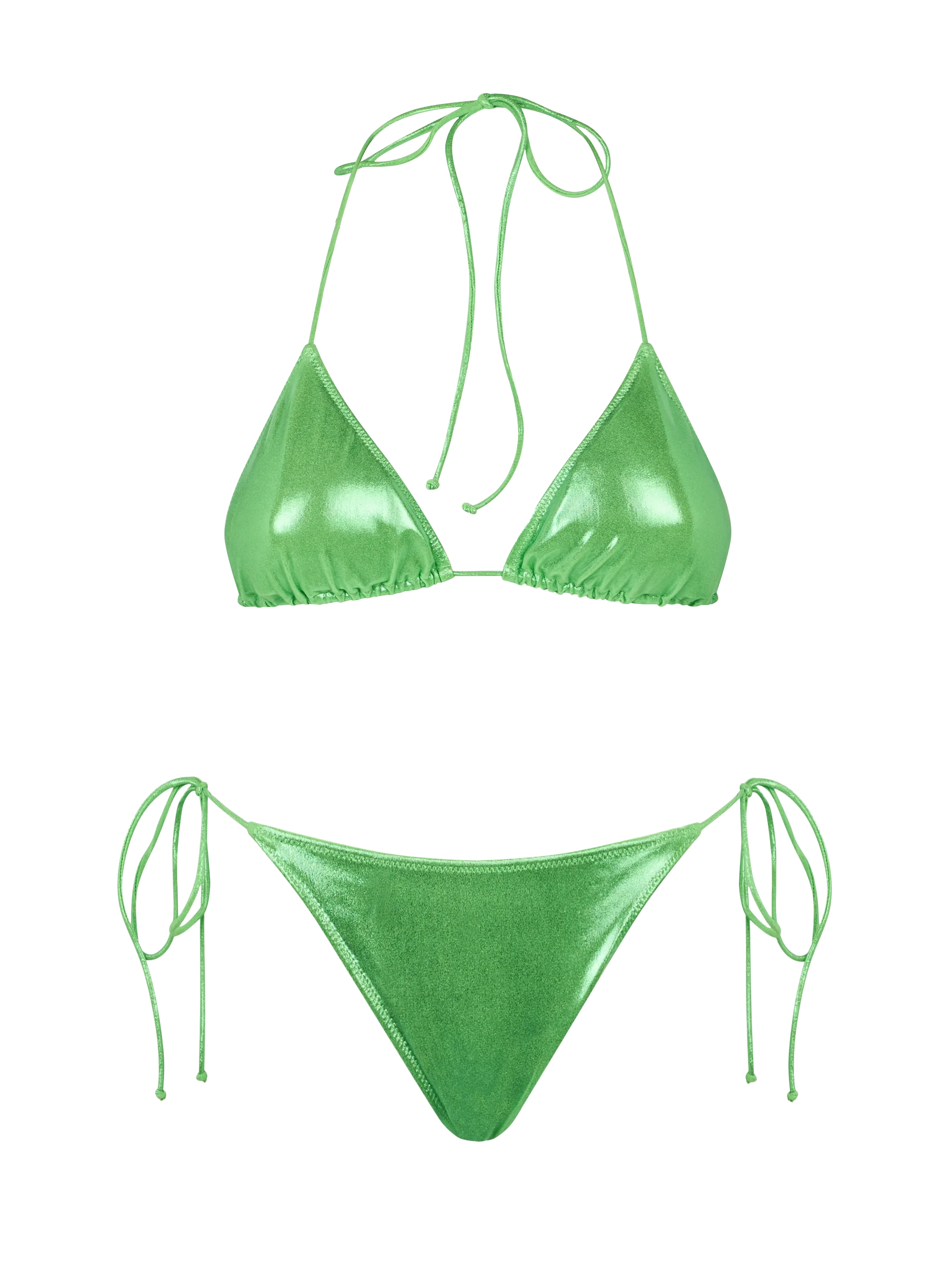 Leah Marielle fluo green laminated triangle bikini