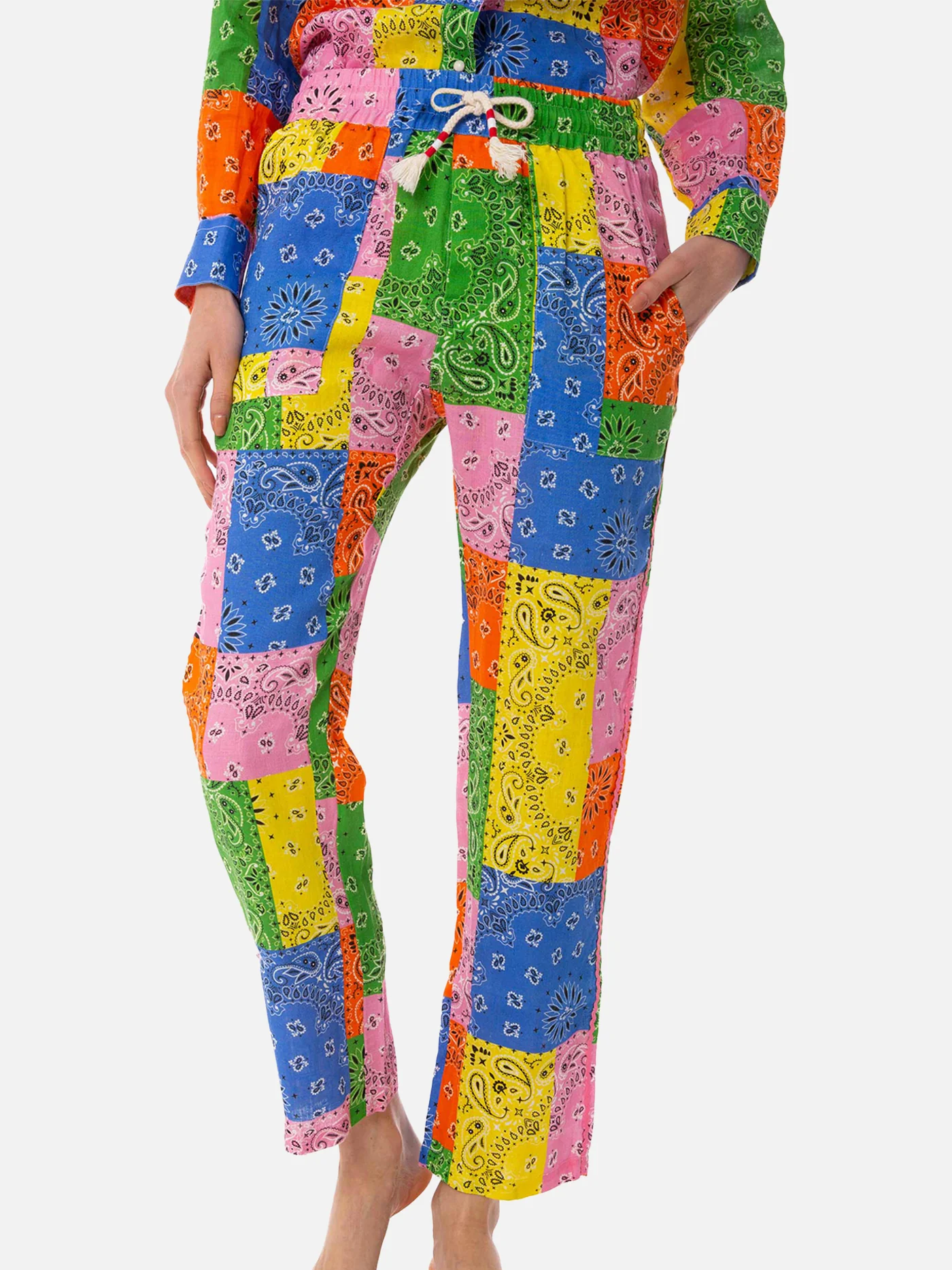 Millie multicolor bandana linen pants