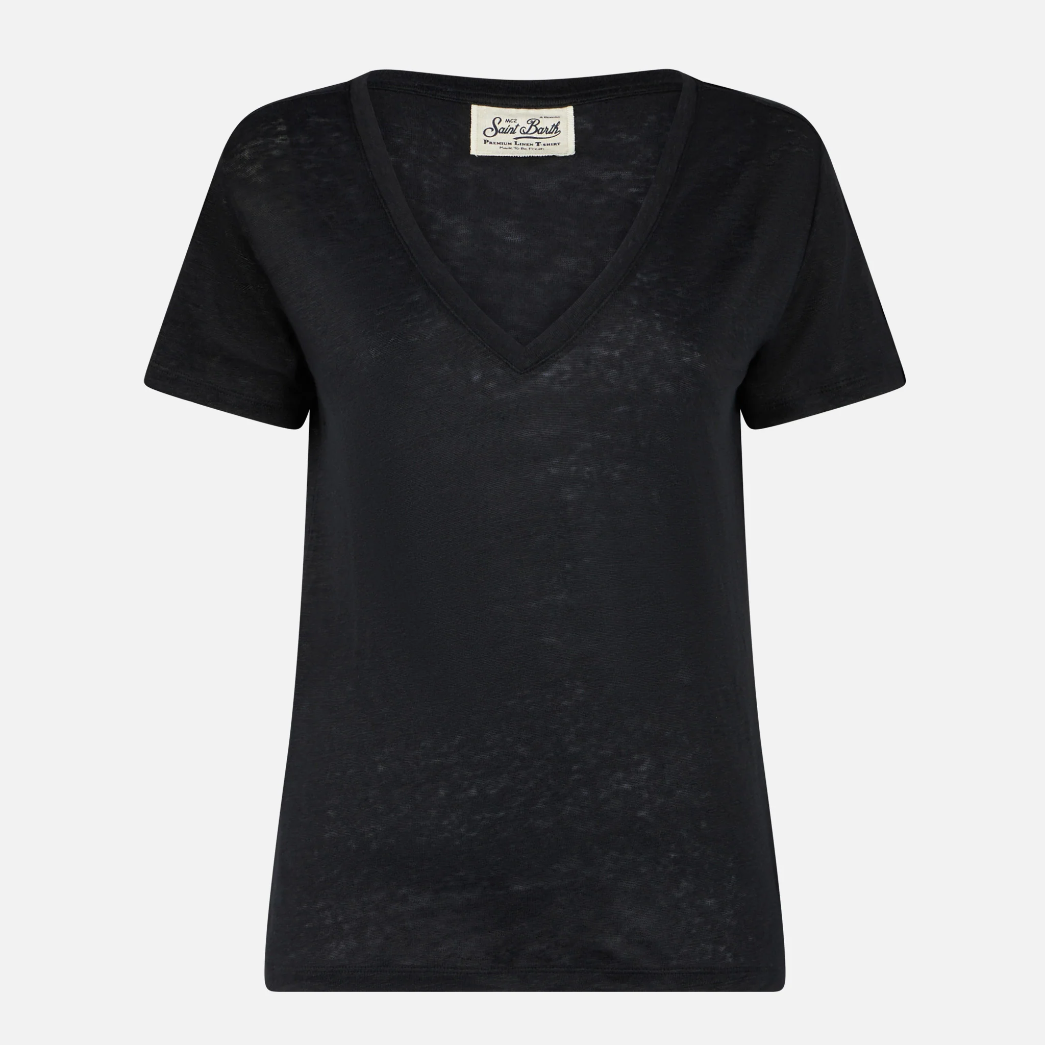 Woman black linen t-shirt - Image 4