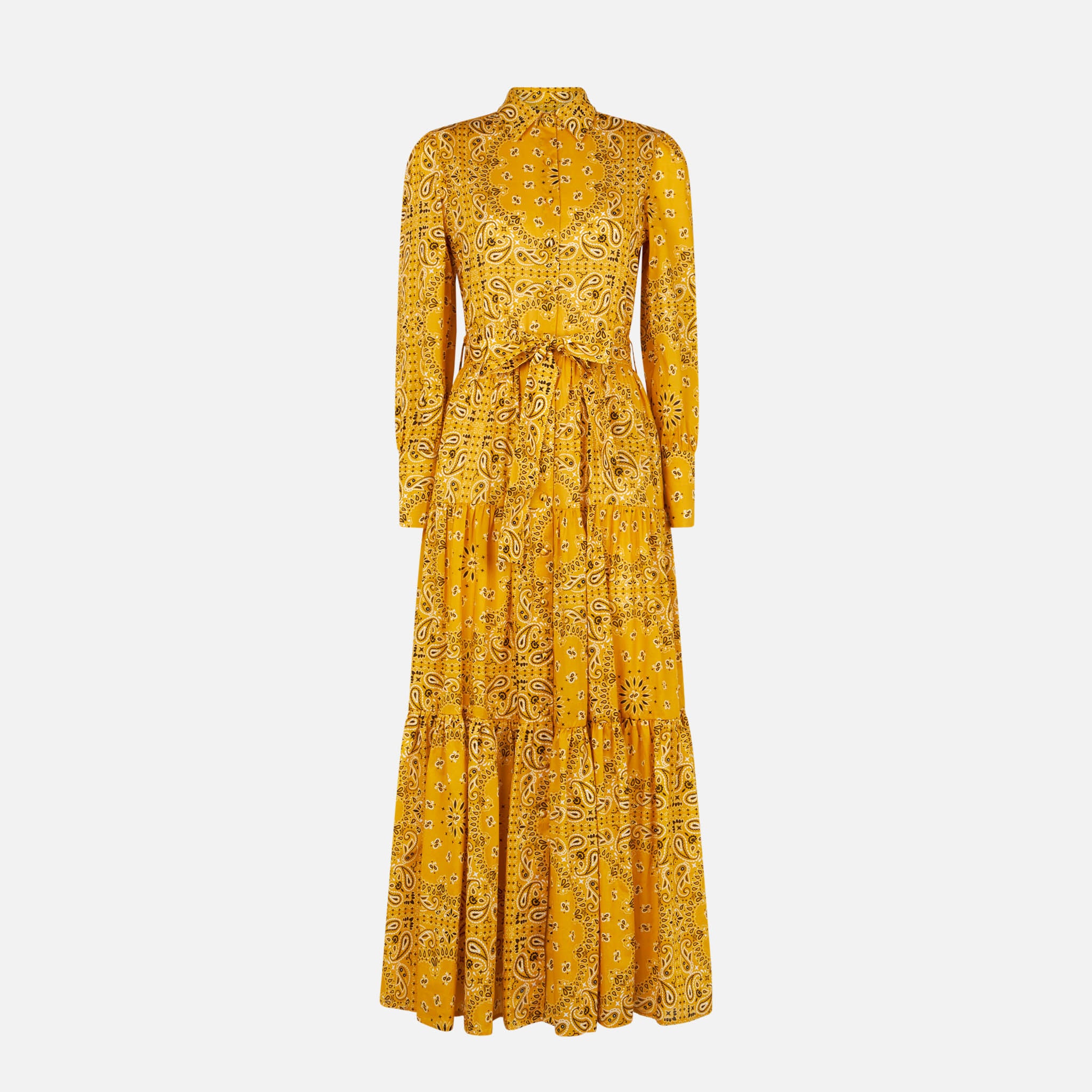 Ochre Jensen cotton long dress with bandana print - Image 4