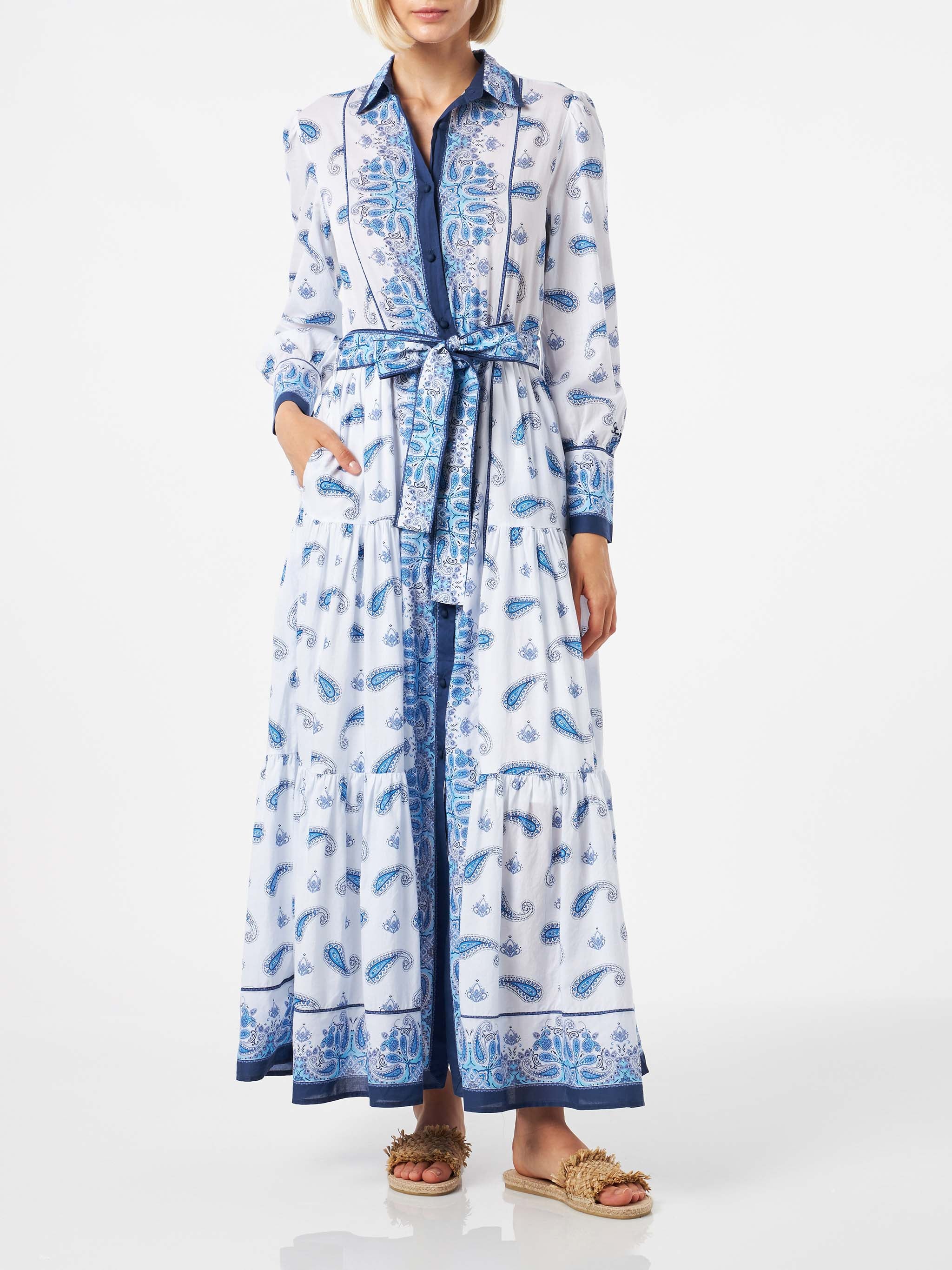 Jensen cotton long dress with paisley print