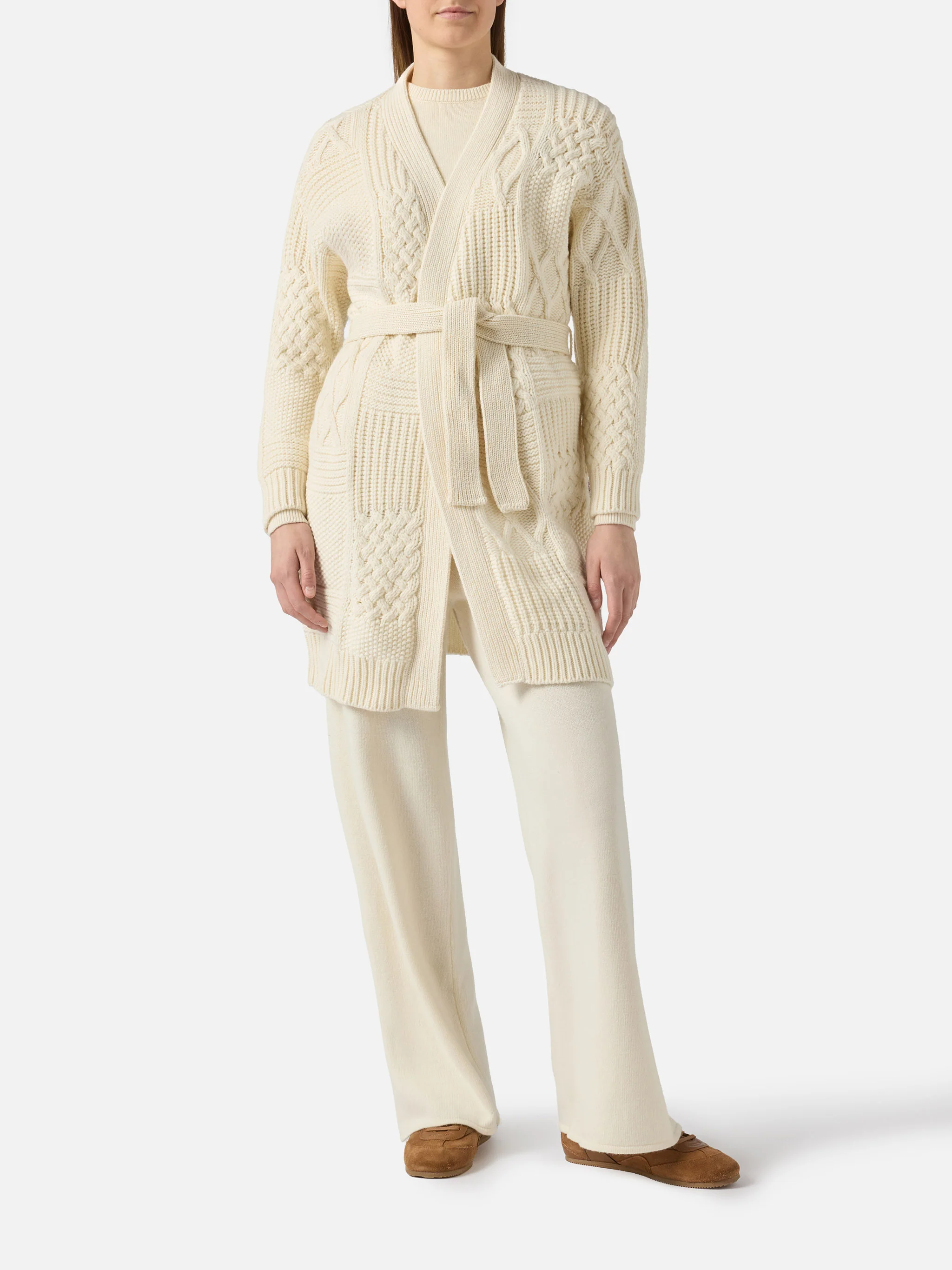 Maxi cardigan Daba with embroidery and belt - Image 2