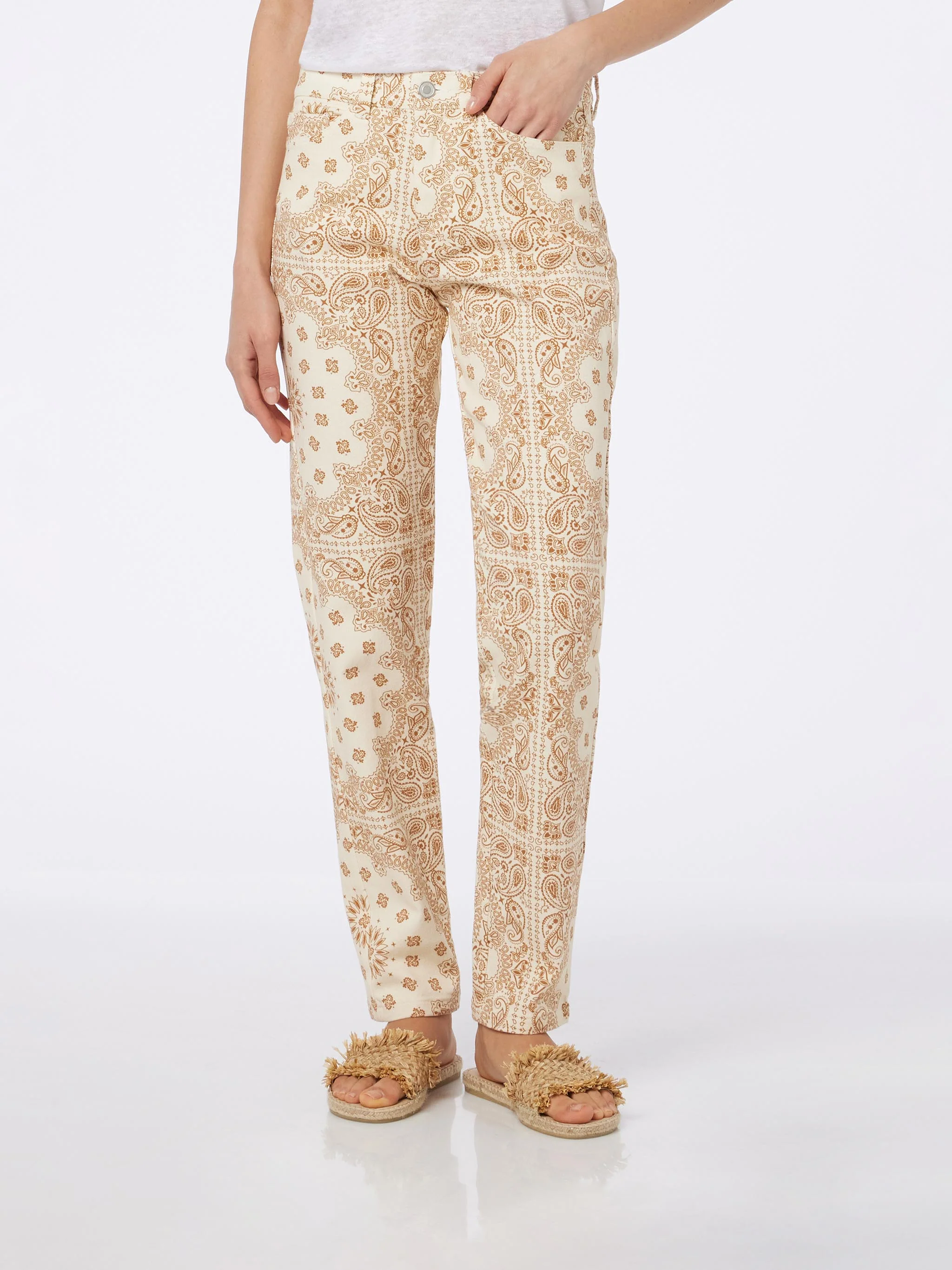 Belleville off-white bandana print denim pants
